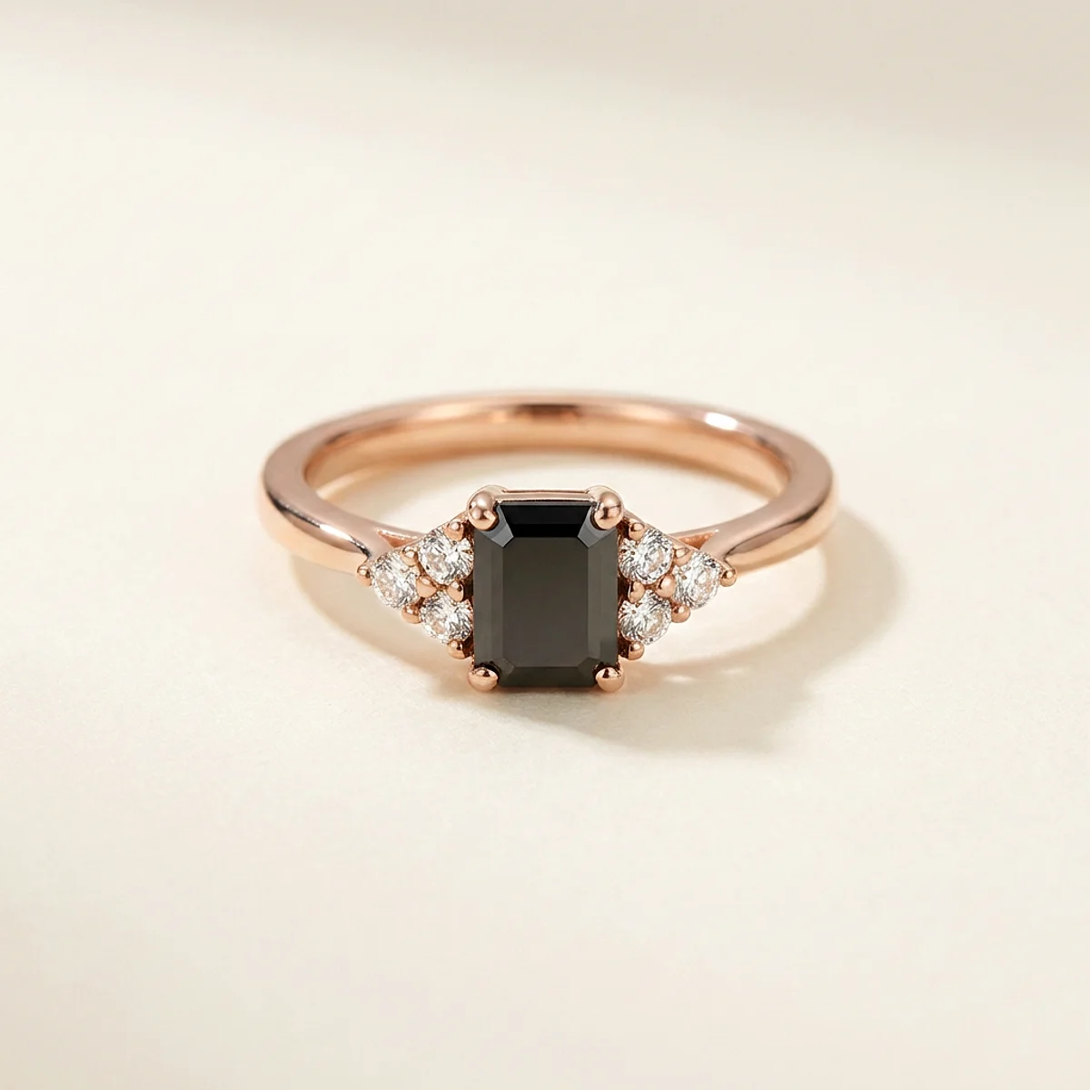 A .5ct black emerald diamond on a rose gold ring, custom-designed by Eterneva to honor the remarkable Billie.