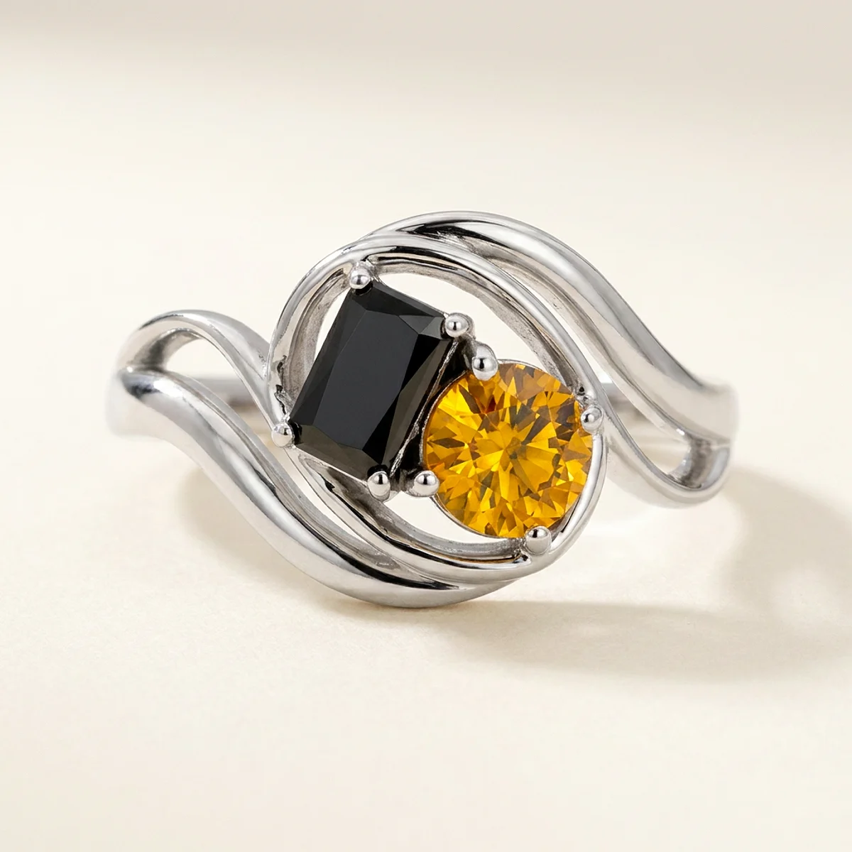 A .5ct amber round diamond on a white gold ring, custom-designed by Eterneva to honor the remarkable Reese.