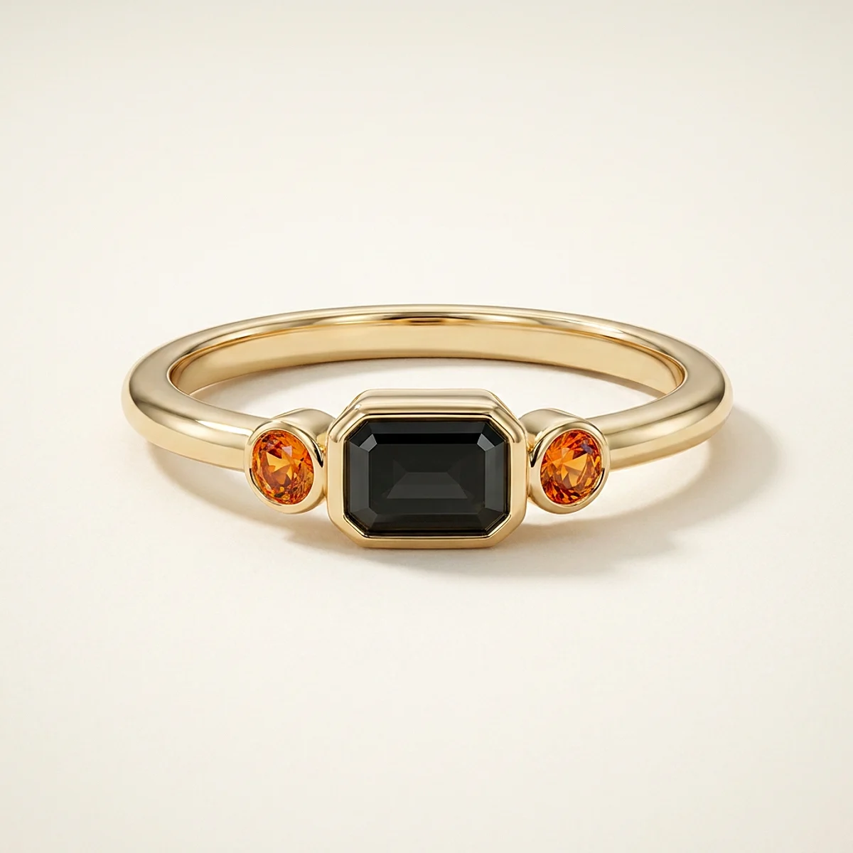 A .25ct black emerald diamond on a yellow gold ring, custom-designed by Eterneva to honor the remarkable Mina.