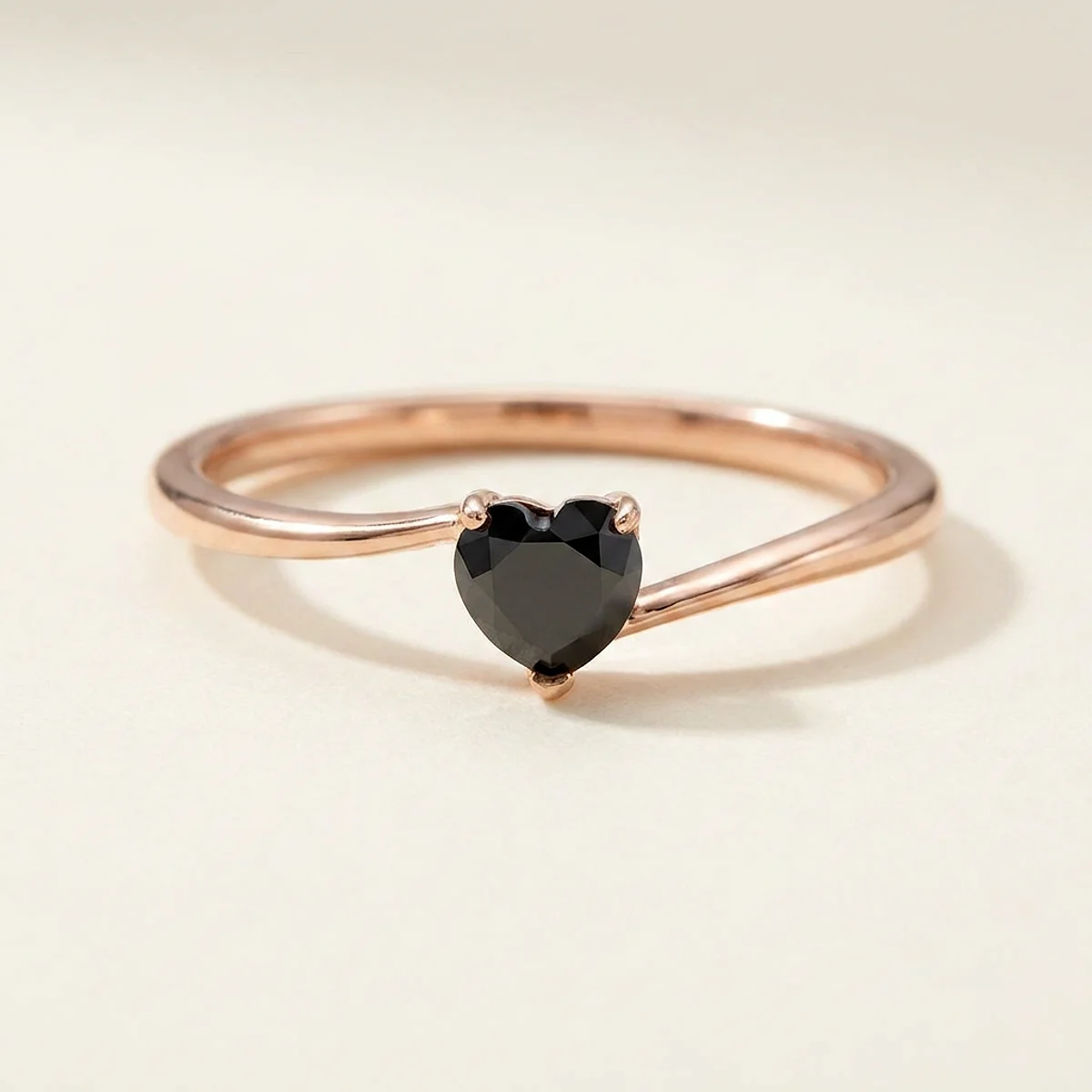 A .4ct black heart diamond on a rose gold ring, custom-designed by Eterneva to honor the remarkable Kyle.