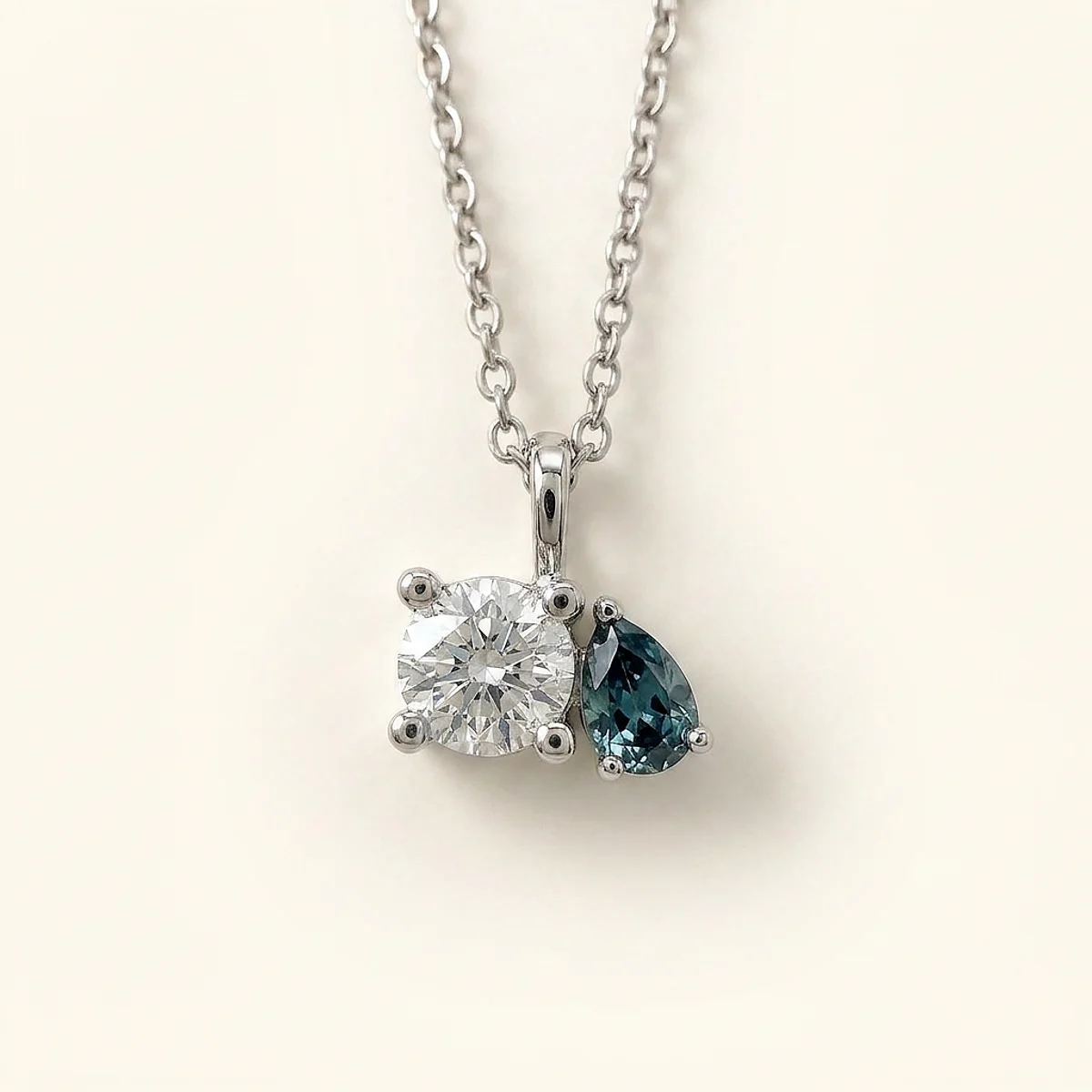 A .5ct colorless round diamond on a platinum necklace, custom-designed by Eterneva to honor the remarkable Boogers.