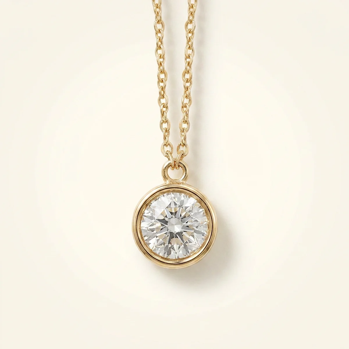 A .5ct colorless round diamond on a yellow gold necklace, custom-designed by Eterneva to honor the remarkable David.