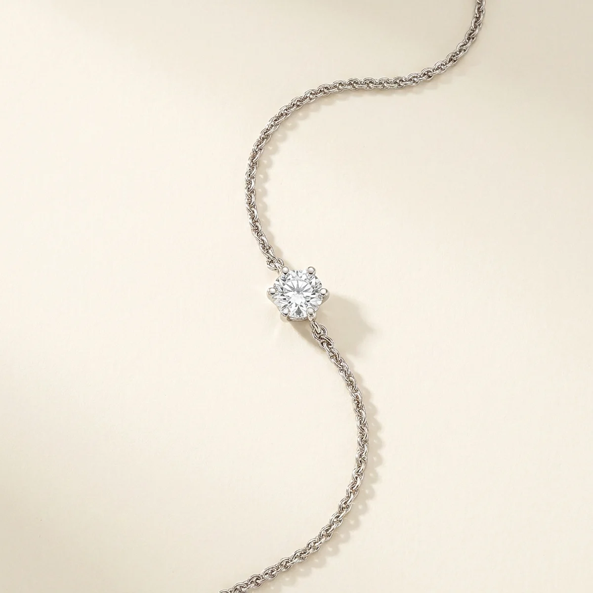 A .4ct colorless round diamond on a white gold bracelet, custom-designed by Eterneva to honor the remarkable Christian.