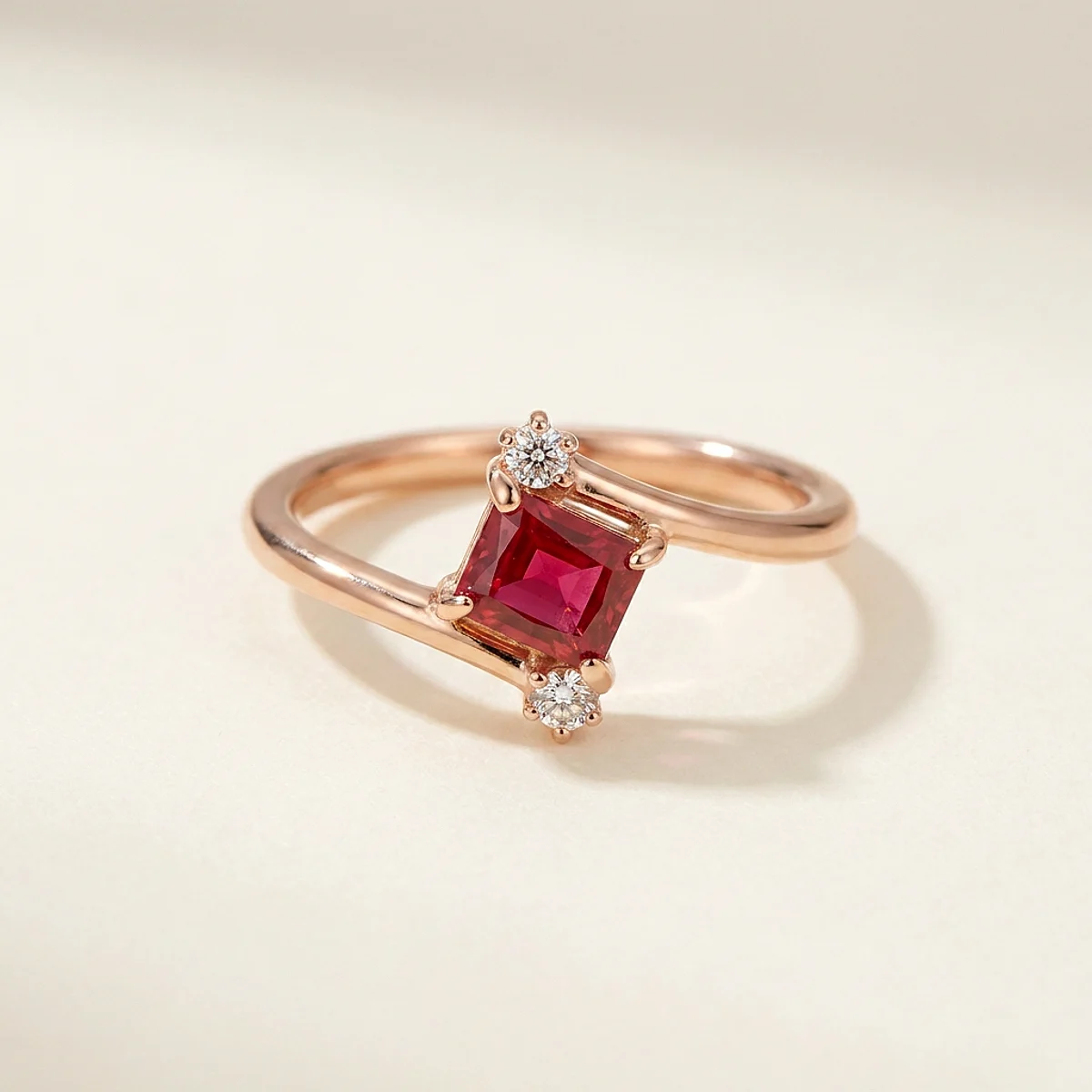A .5ct pink radiant diamond on a rose gold ring, custom-designed by Eterneva to honor the remarkable Kiwi.