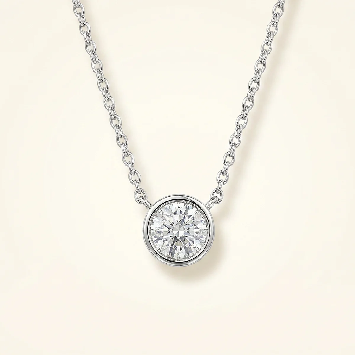 A .5ct colorless round diamond on a white gold necklace, custom-designed by Eterneva to honor the remarkable Bentley.