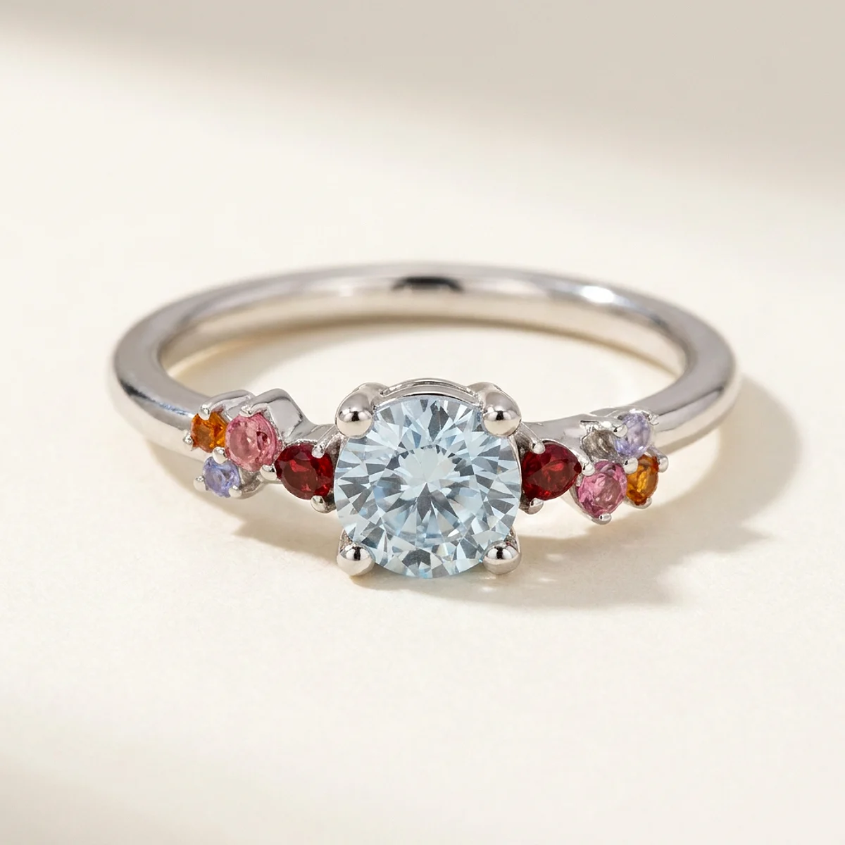 A .5ct blue round diamond on a platinum ring, custom-designed by Eterneva to honor the remarkable Jason.
