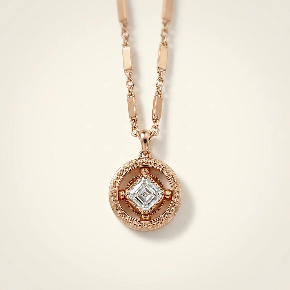 A 1ct colorless asscher diamond on a yellow gold necklace, custom-designed by Eterneva to honor the remarkable Greg.