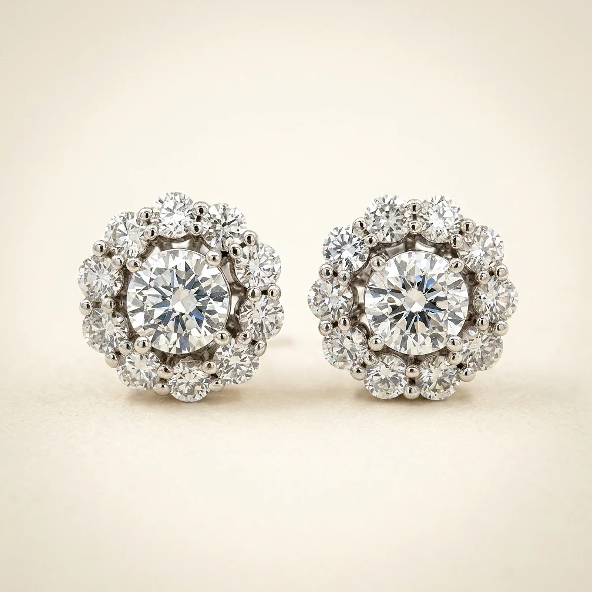 A .75ct colorless round diamond on white gold earrings, custom-designed by Eterneva to honor the remarkable Nicholas.