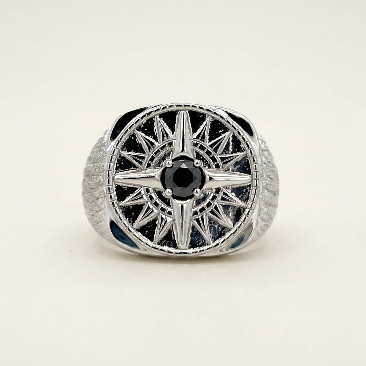 A .25ct black round diamond on a white gold ring, custom-designed by Eterneva to honor the remarkable Rickie.