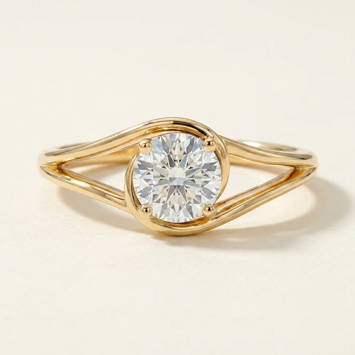 A .75ct blue round diamond on a yellow gold ring, custom-designed by Eterneva to honor the remarkable Jack.