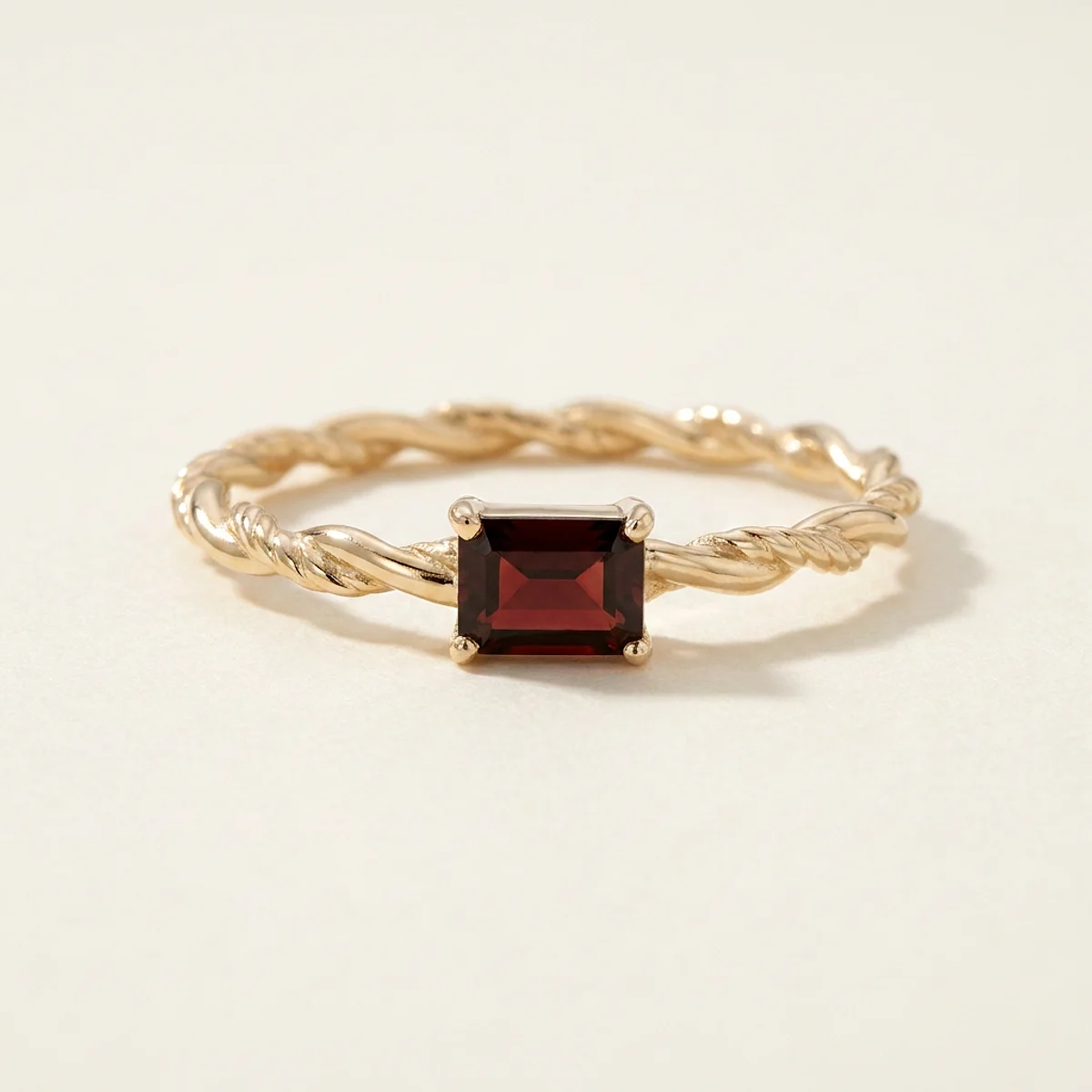 A .4ct red emerald diamond on a yellow gold ring, custom-designed by Eterneva to honor the remarkable Sam.
