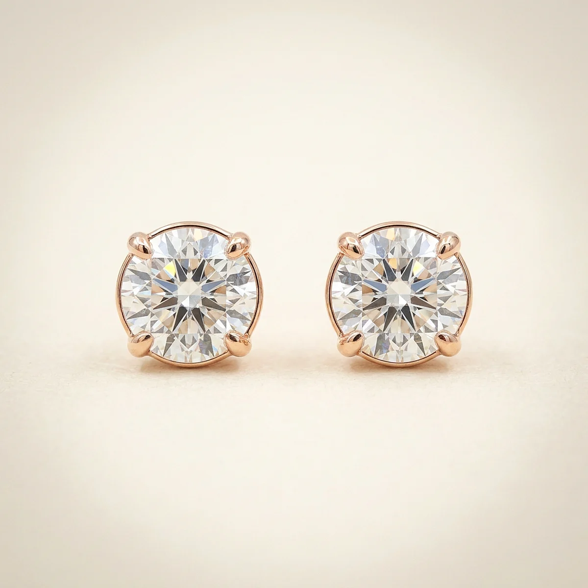 A .4ct colorless round diamond on rose gold earrings, custom-designed by Eterneva to honor the remarkable Henry.