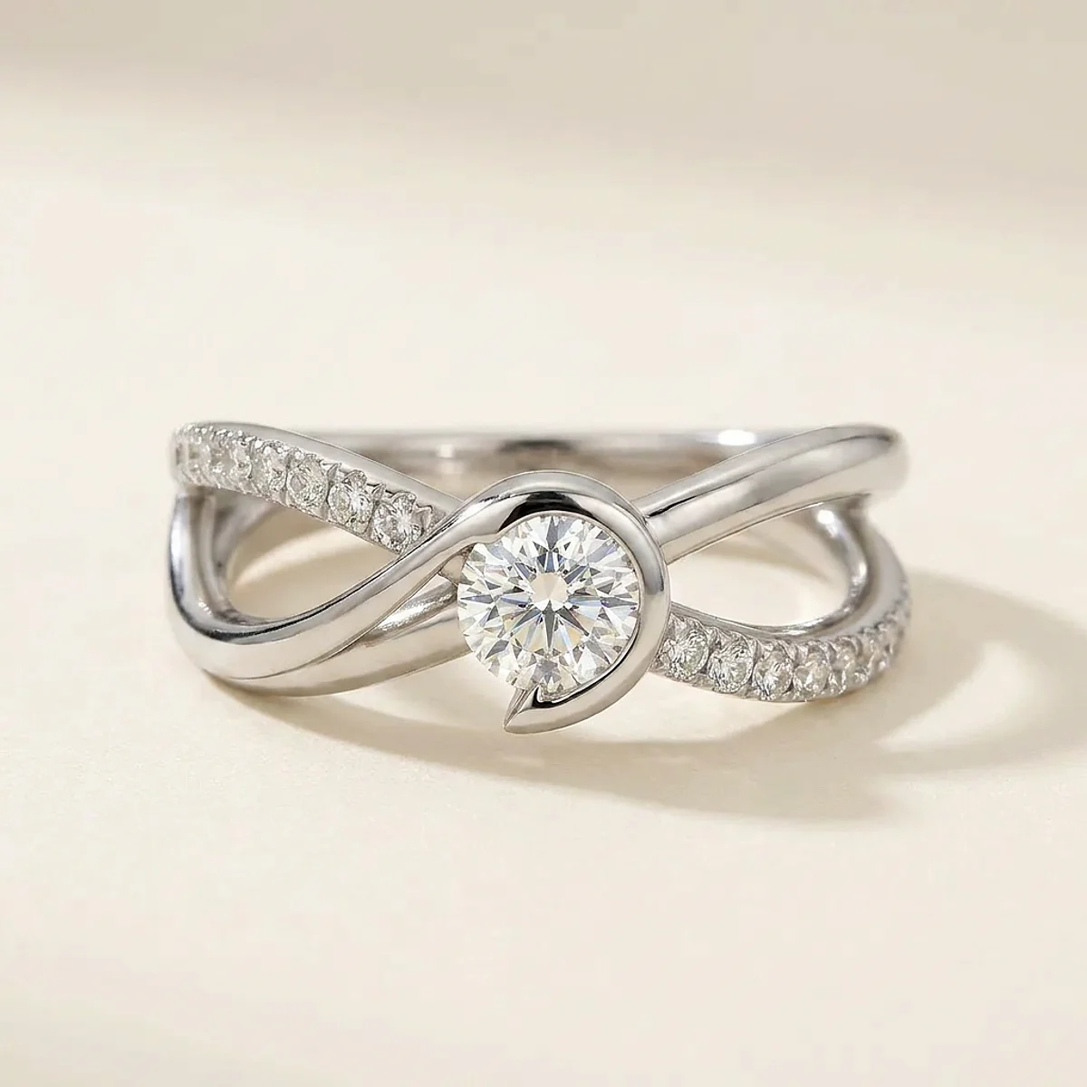 A .4ct colorless round diamond on a white gold ring, custom-designed by Eterneva to honor the remarkable Amy.