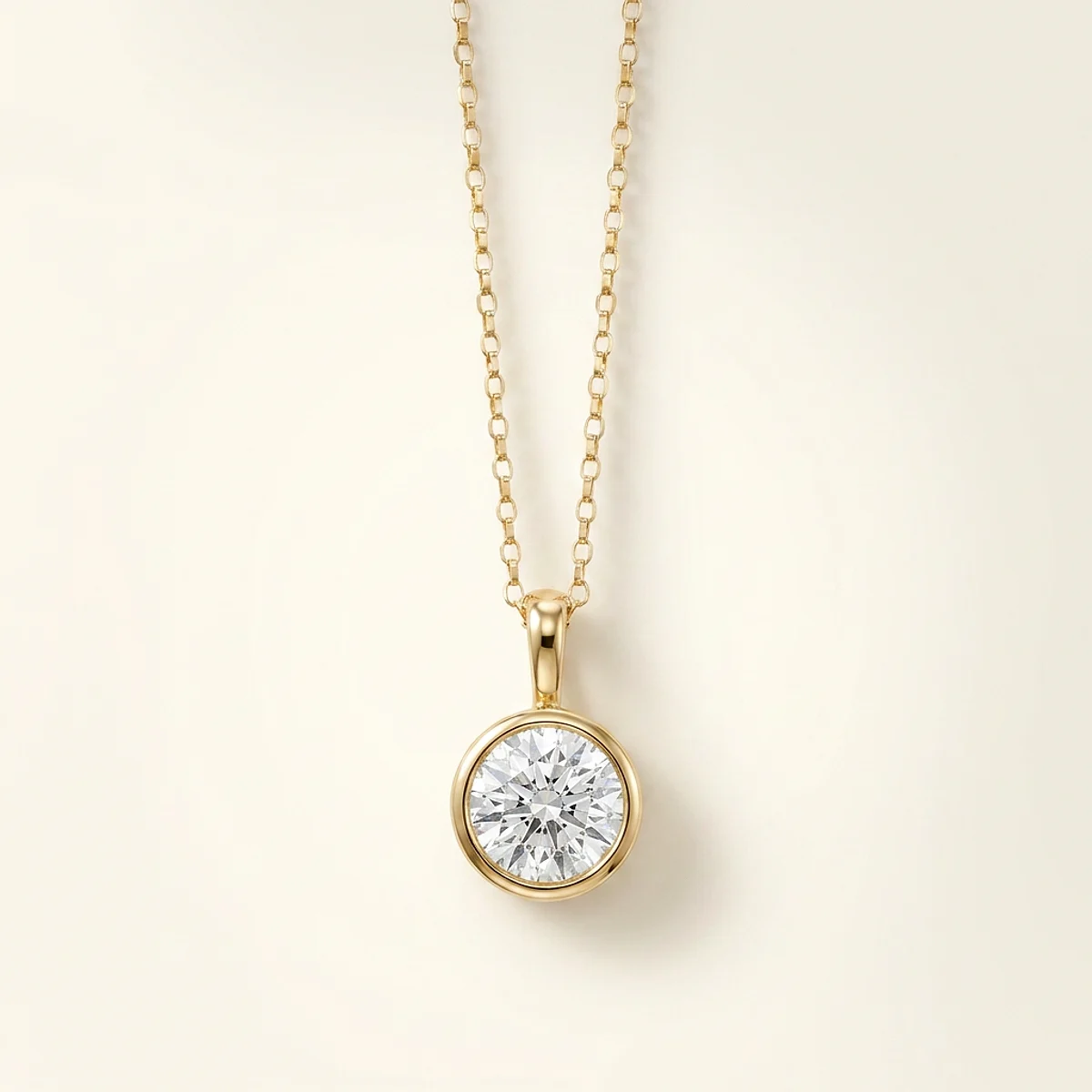 A 1.5ct colorless round diamond on a yellow gold necklace, custom-designed by Eterneva to honor the remarkable Matthew.