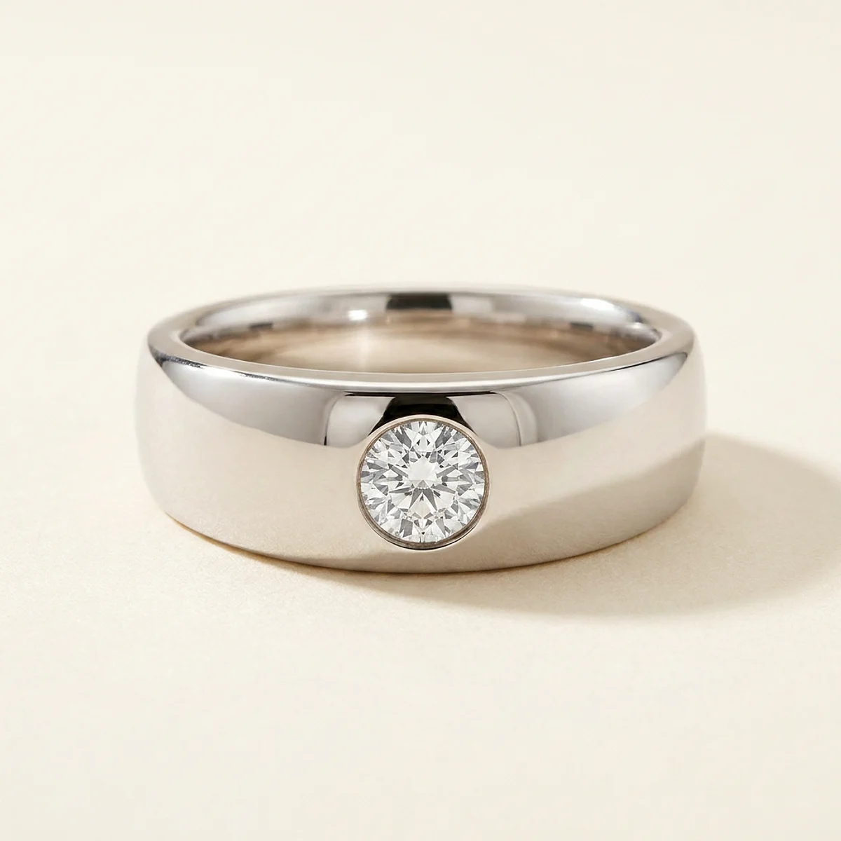 A .4ct colorless round diamond on a white gold ring, custom-designed by Eterneva to honor the remarkable Rebecca.