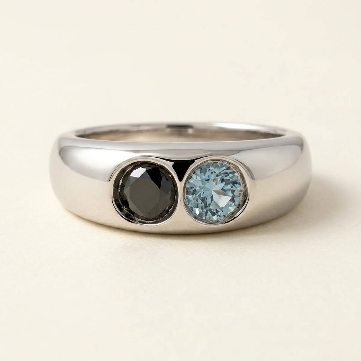 A .25ct black round diamond on a platinum ring, custom-designed by Eterneva to honor the remarkable Leia.