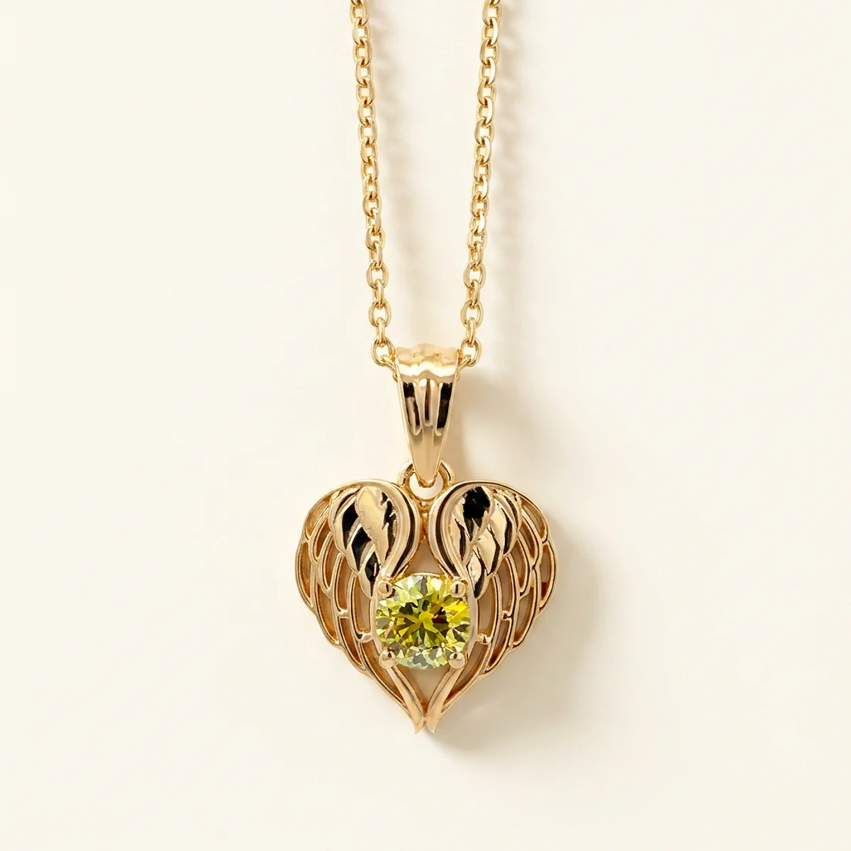 A .5ct green round diamond on a yellow gold pendant, custom-designed by Eterneva to honor the remarkable Alexander.