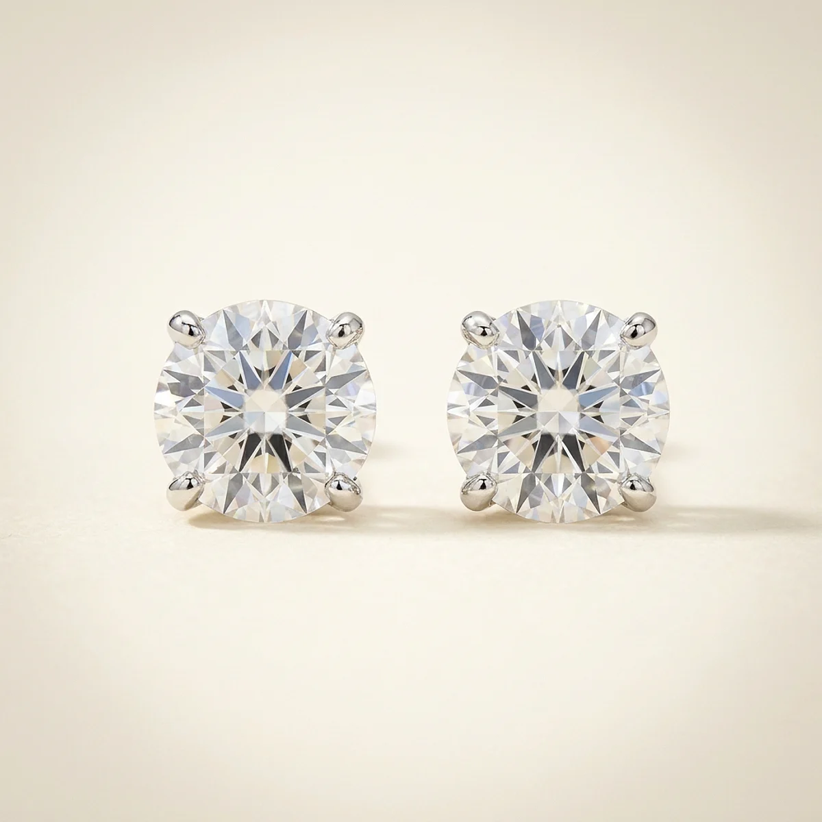A .4ct colorless round diamond on white gold earrings, custom-designed by Eterneva to honor the remarkable Gomer.