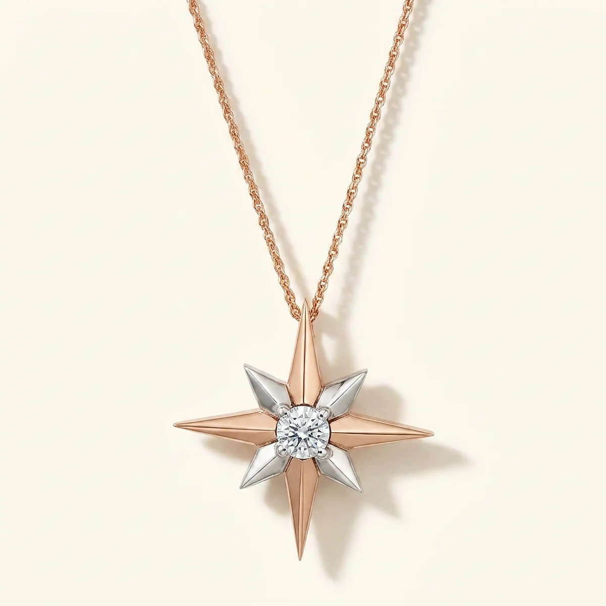 A .5ct blue round diamond on a mixed metal necklace, custom-designed by Eterneva to honor the remarkable Goliath.