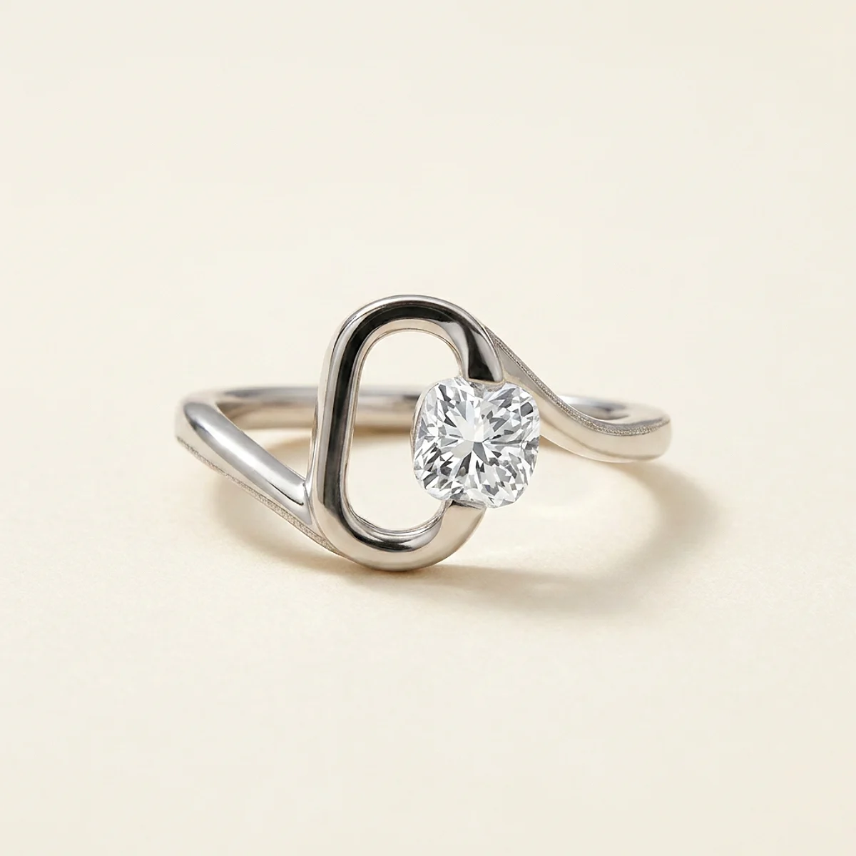 A .5ct colorless cushion diamond on a platinum ring, custom-designed by Eterneva to honor the remarkable Casey.