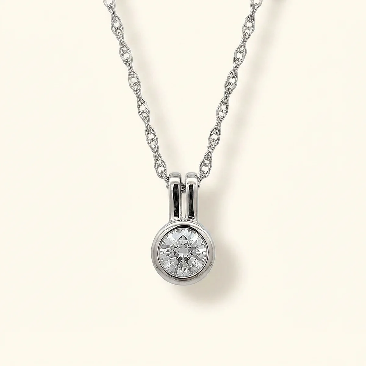 A .5ct colorless round diamond on a white gold pendant, custom-designed by Eterneva to honor the remarkable Edward.