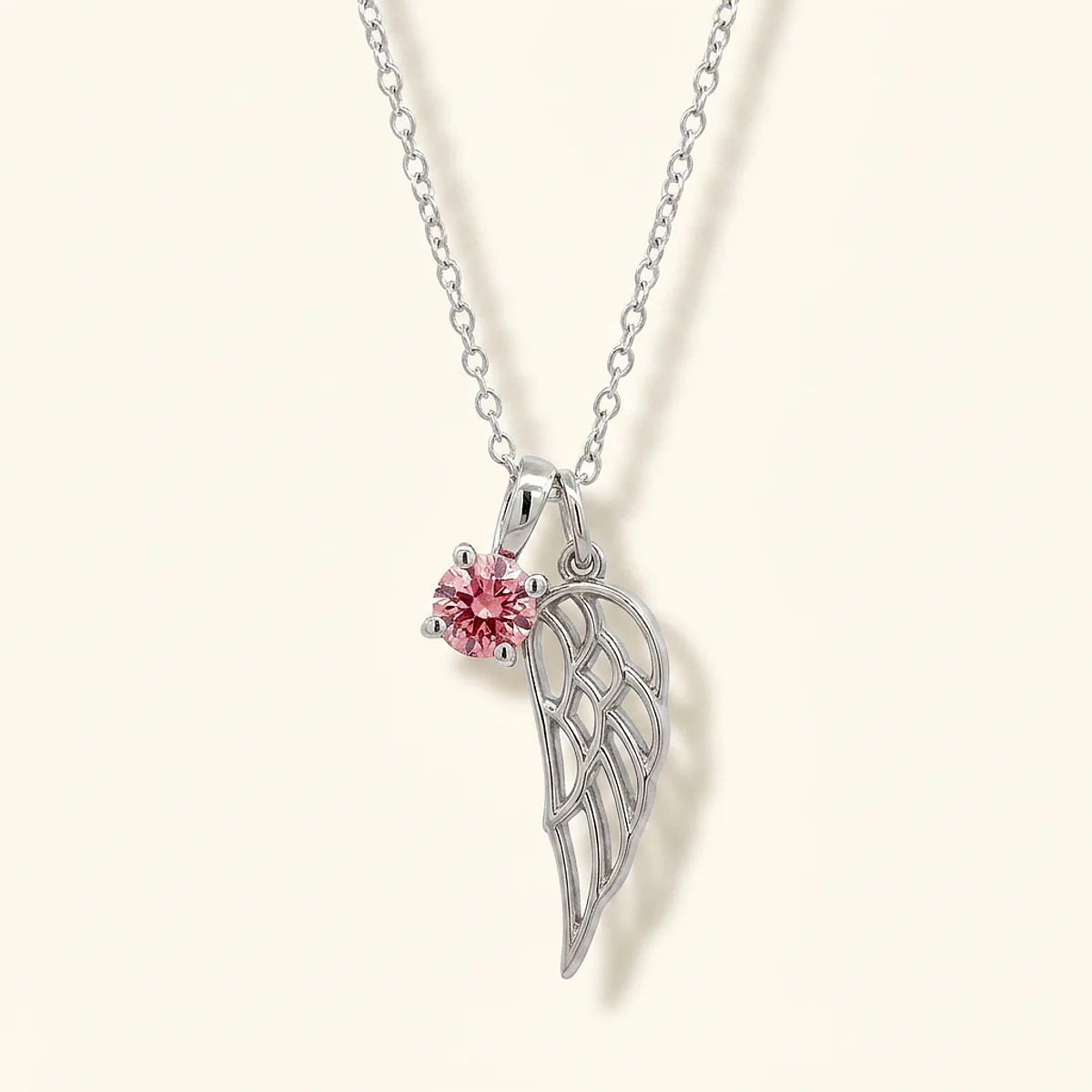 A .5ct pink round diamond on a white gold pendant, custom-designed by Eterneva to honor the remarkable Lori.
