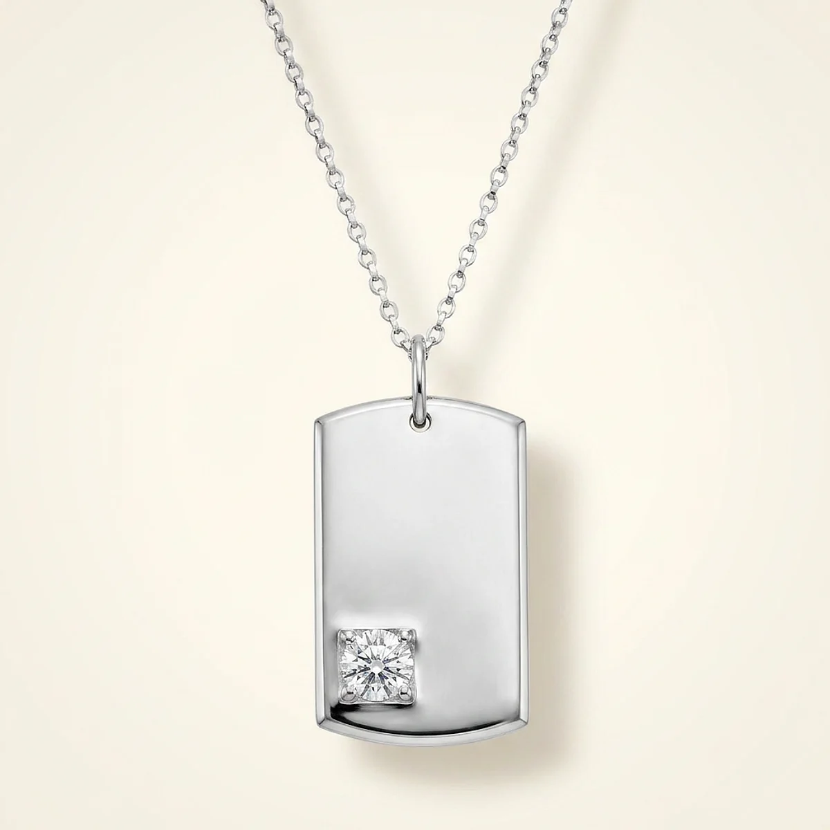 A .5ct colorless round diamond on a white gold pendant, custom-designed by Eterneva to honor the remarkable Jon.