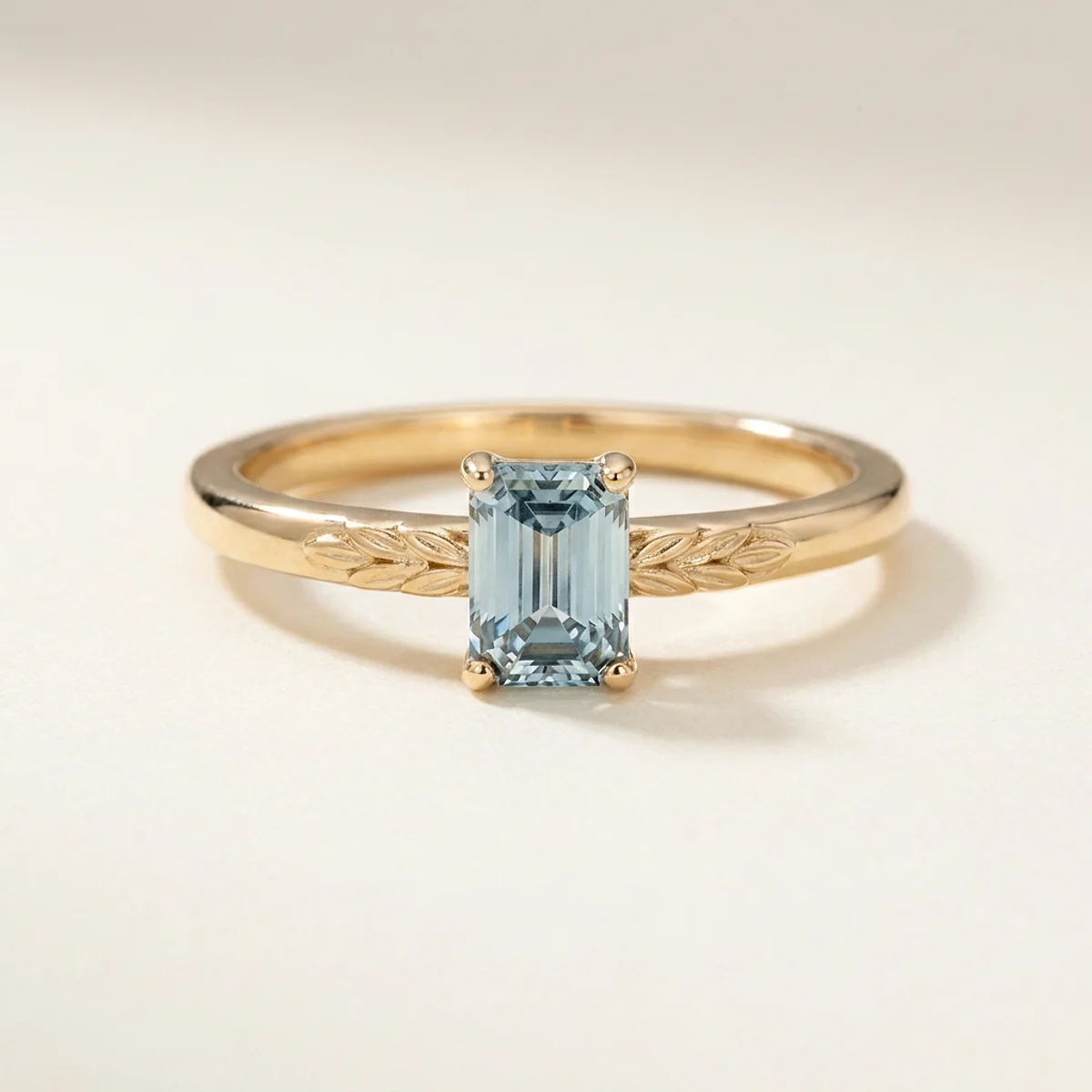 A .5ct blue emerald diamond on a yellow gold ring, custom-designed by Eterneva to honor the remarkable Zain.