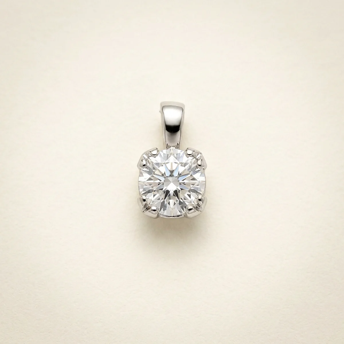 A .25ct colorless round diamond on a white gold pendant, custom-designed by Eterneva to honor the remarkable Kelly.