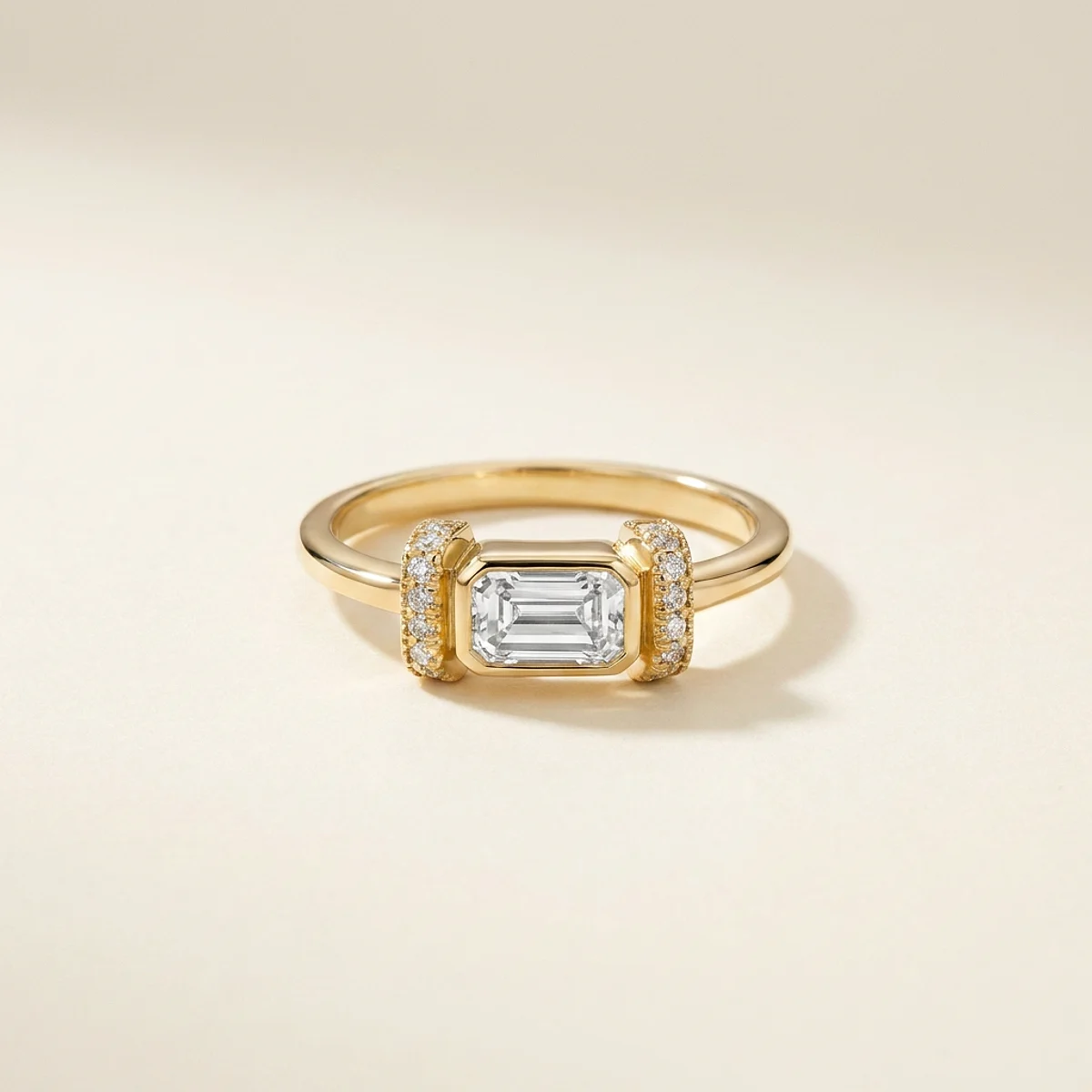 A .75ct colorless emerald diamond on a yellow gold ring, custom-designed by Eterneva to honor the remarkable Robert.