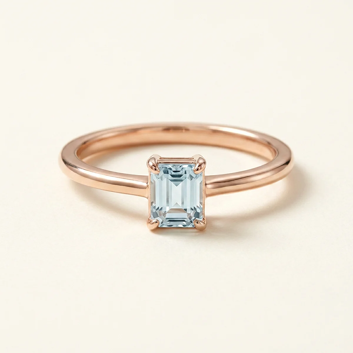 A .5ct blue emerald diamond on a rose gold ring, custom-designed by Eterneva to honor the remarkable Abbott.