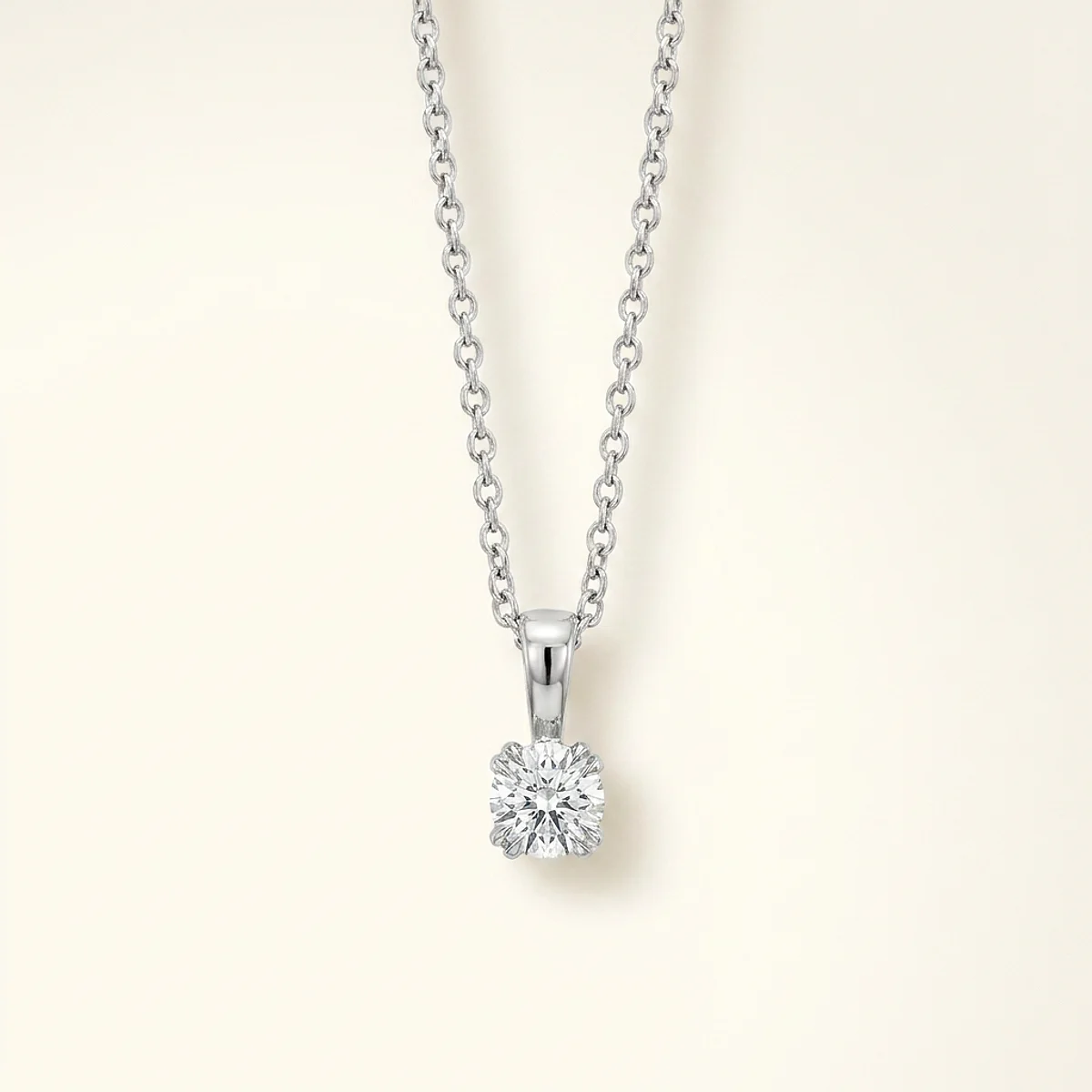 A .25ct colorless round diamond on a platinum pendant, custom-designed by Eterneva to honor the remarkable Shasta.