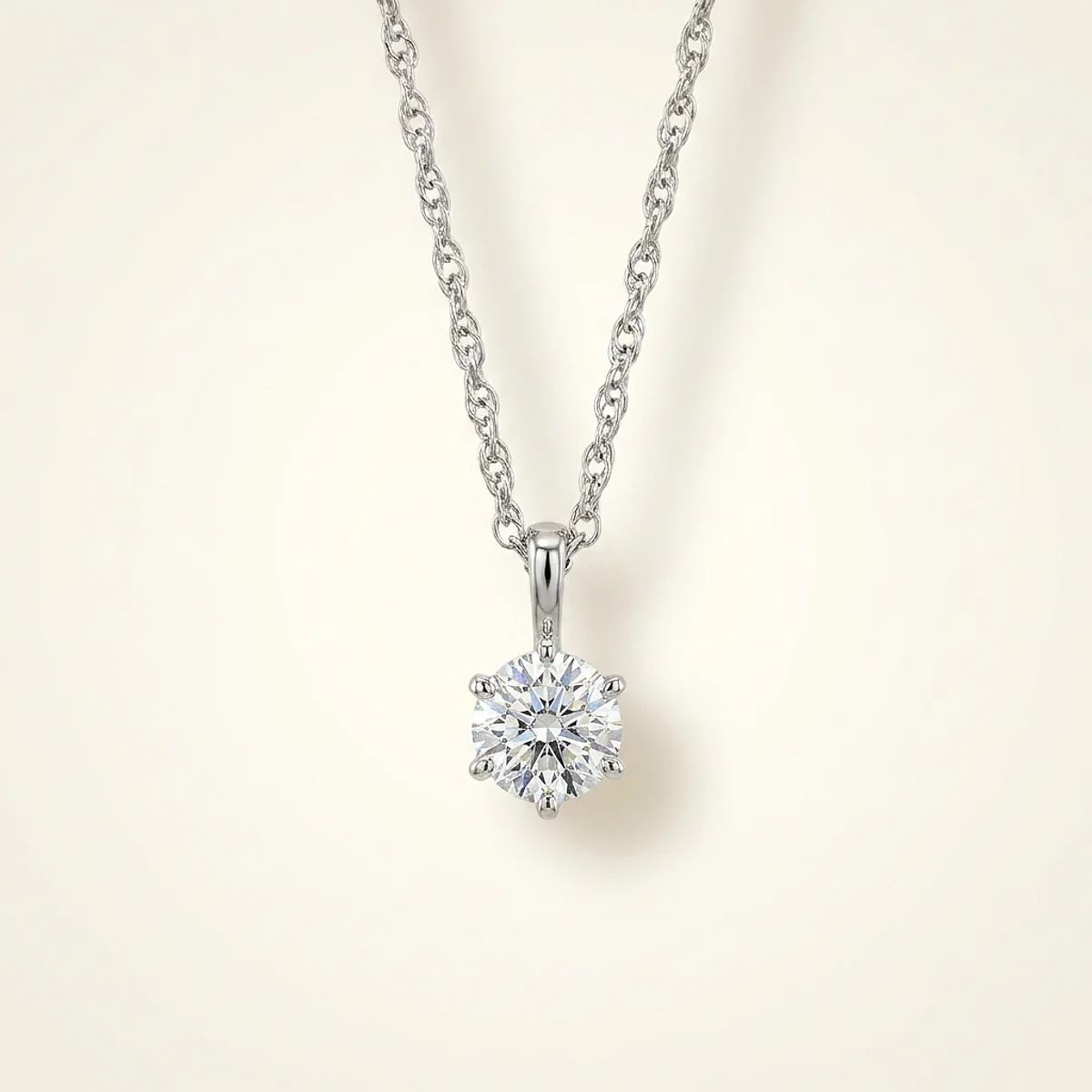 A .15ct colorless round diamond on a white gold pendant, custom-designed by Eterneva to honor the remarkable Tom.