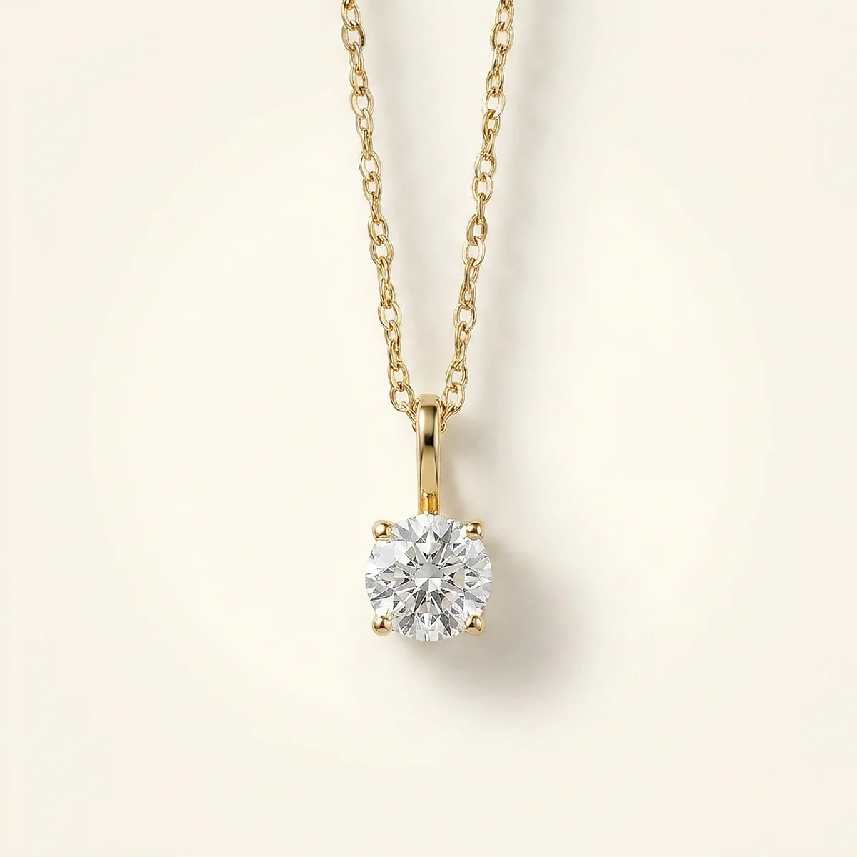 A .5ct colorless round diamond on a yellow gold necklace, custom-designed by Eterneva to honor the remarkable Ringo.