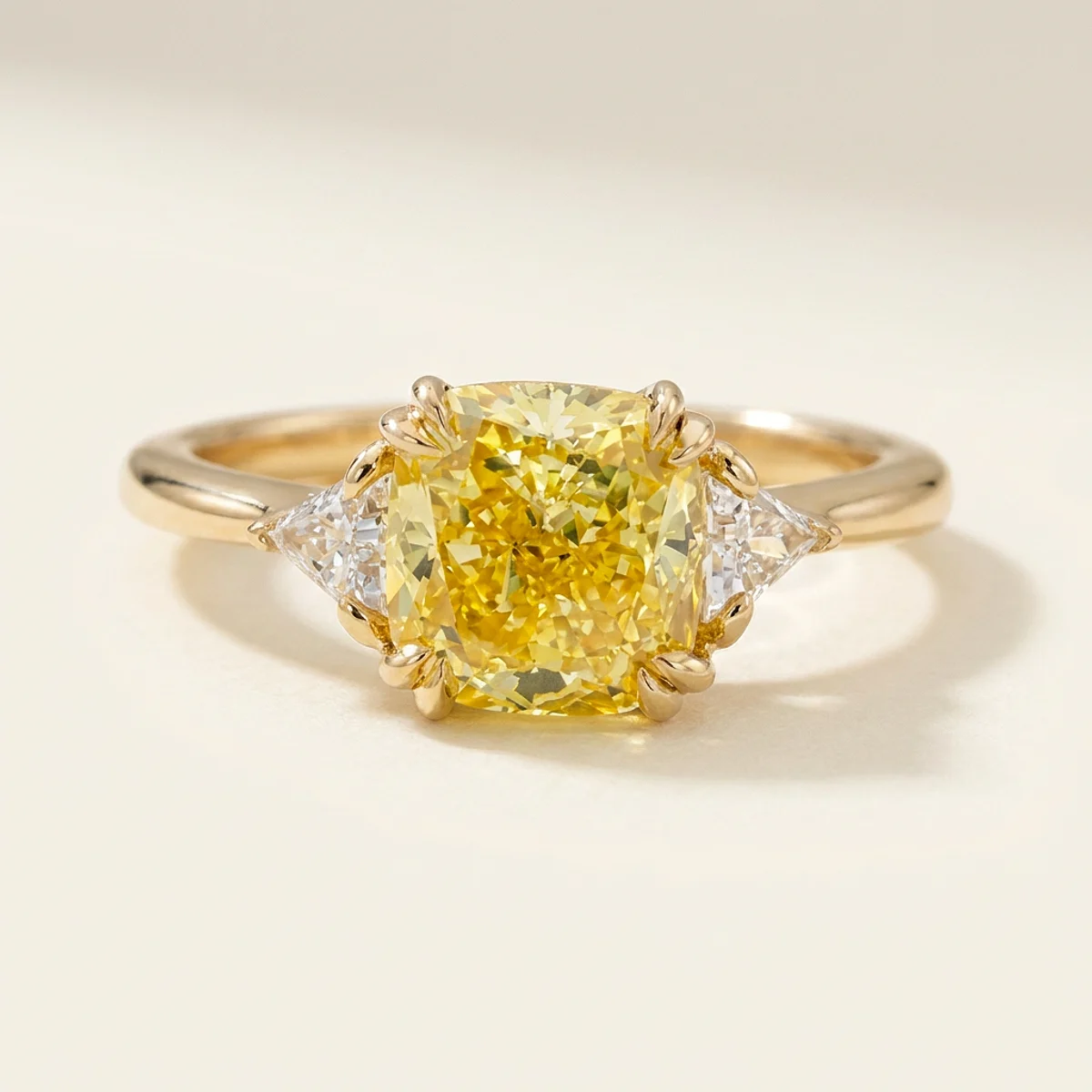 A 2ct yellow cushion diamond on a yellow gold ring, custom-designed by Eterneva to honor the remarkable DeWayne.