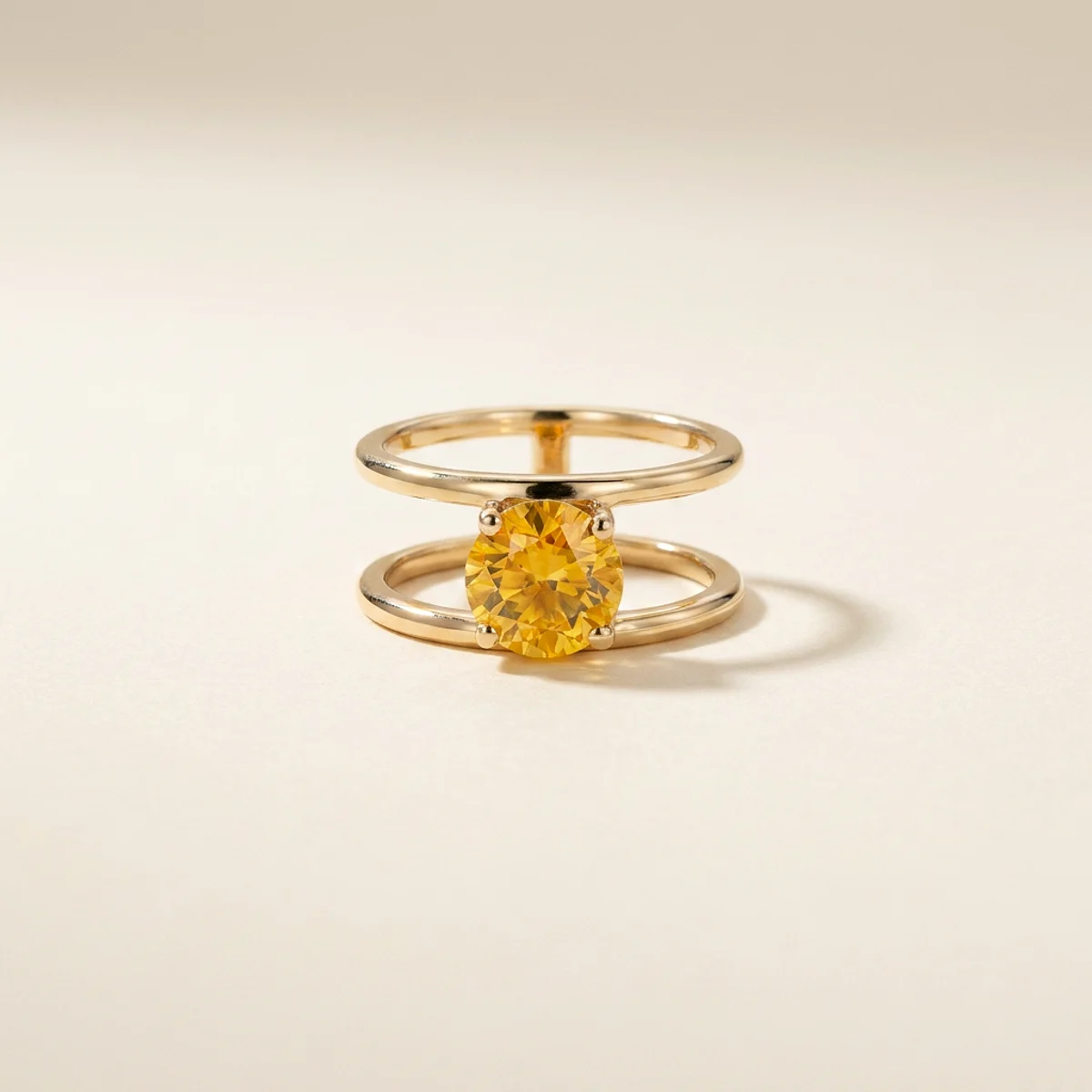 A 1ct yellow round diamond on a yellow gold ring, custom-designed by Eterneva to honor the remarkable Maverick.