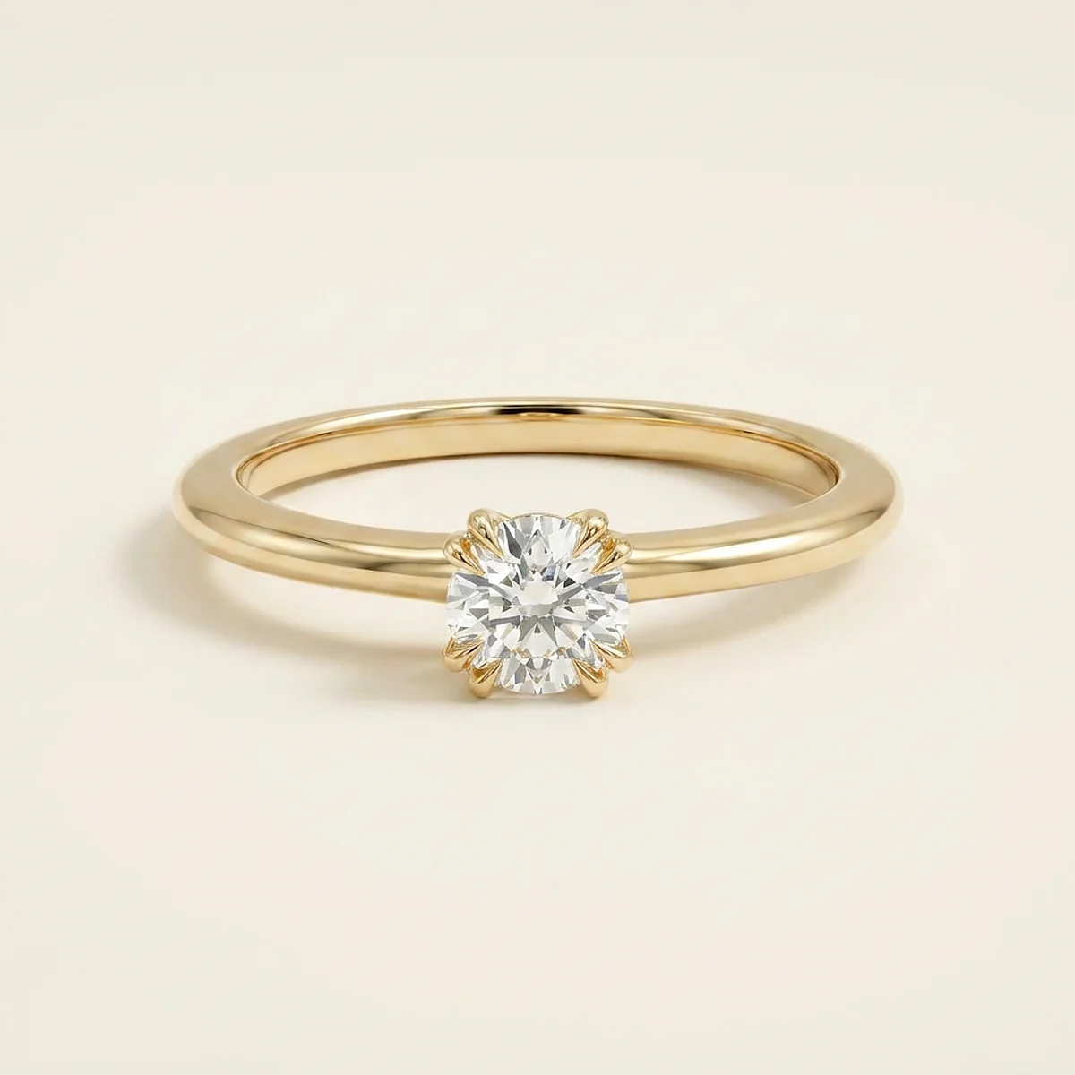 A .25ct colorless round diamond on a yellow gold ring, custom-designed by Eterneva to honor the remarkable Jet.