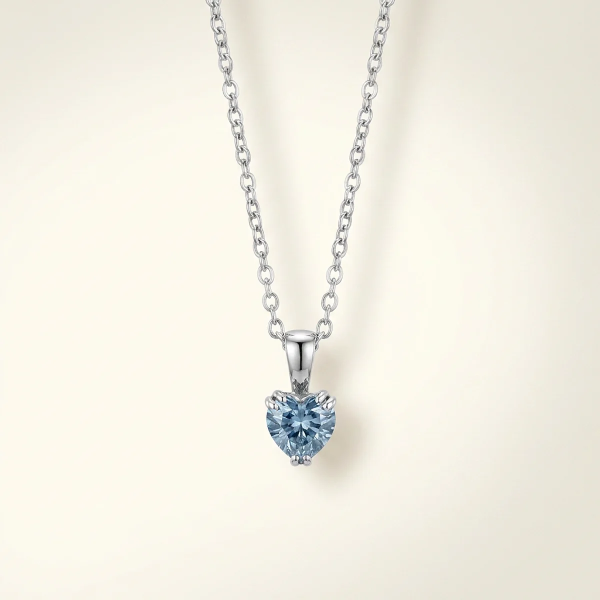 A .5ct blue heart diamond on a white gold pendant, custom-designed by Eterneva to honor the remarkable Harry.