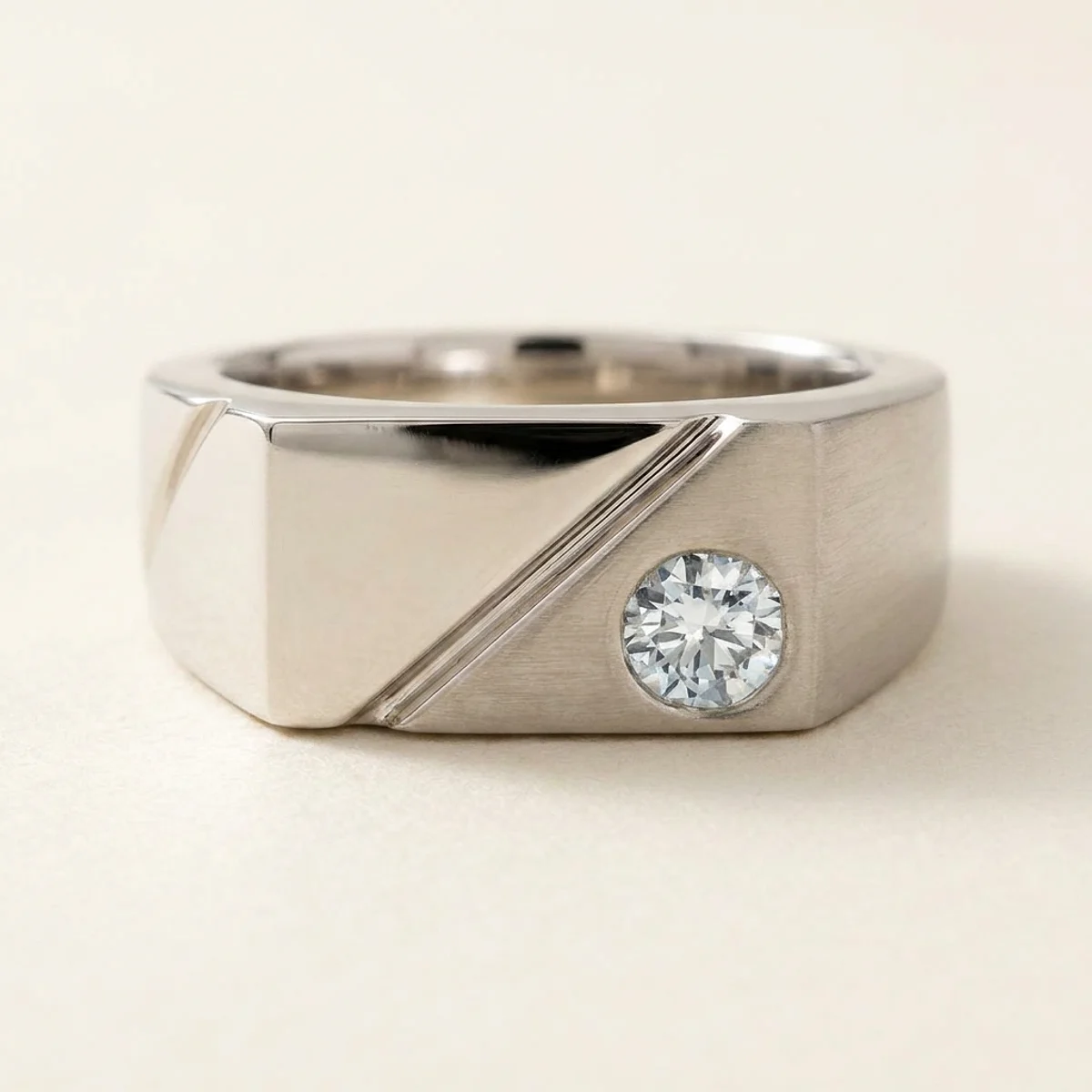 A .5ct blue round diamond on a platinum ring, custom-designed by Eterneva to honor the remarkable Francisco.