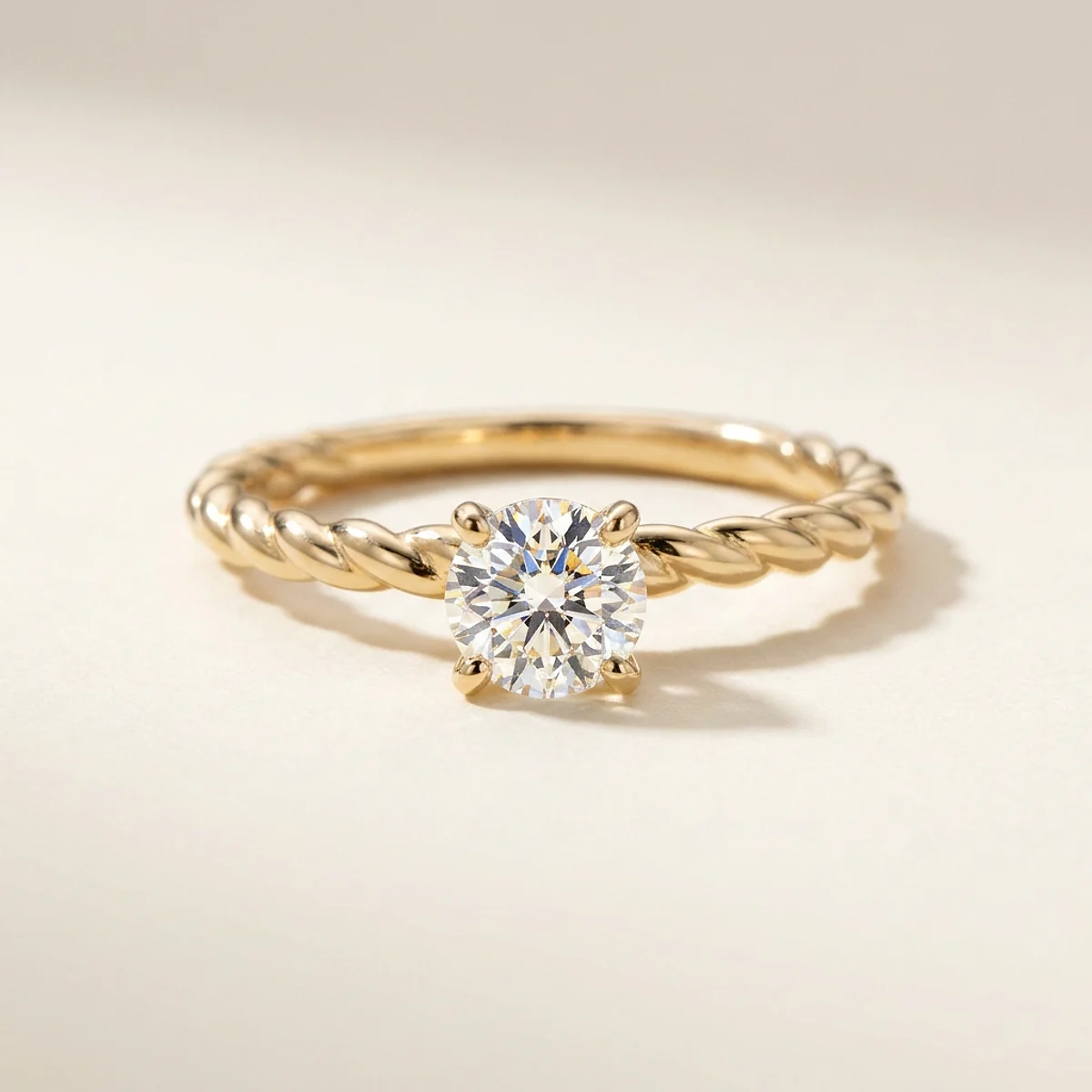 A .5ct colorless round diamond on a yellow gold ring, custom-designed by Eterneva to honor the remarkable Nova.