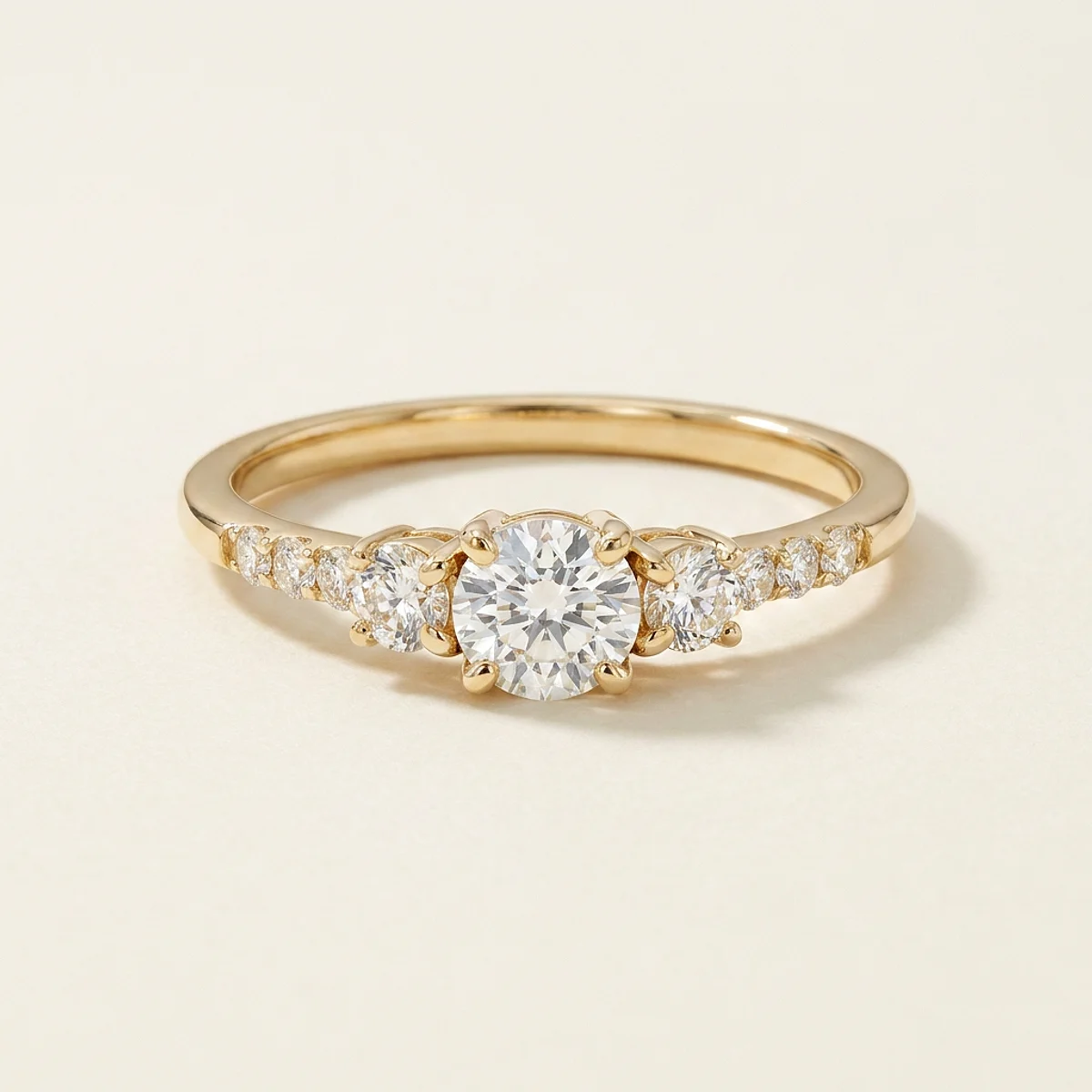 A .25ct colorless round diamond on a yellow gold ring, custom-designed by Eterneva to honor the remarkable Patrick.