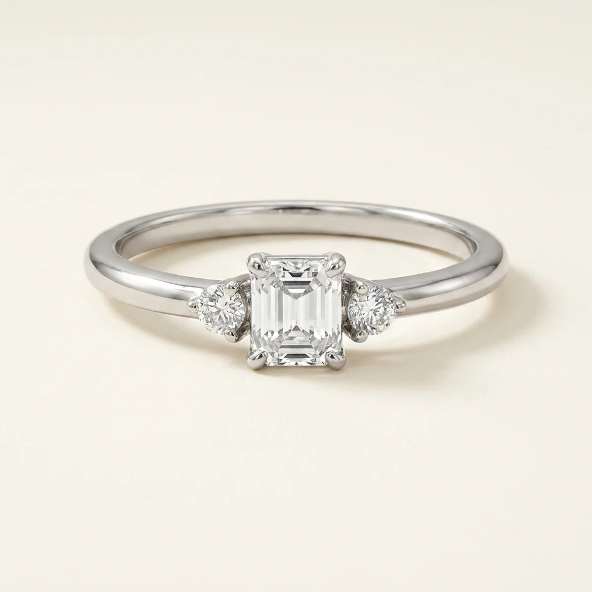 A .25ct colorless emerald diamond on a platinum ring, custom-designed by Eterneva to honor the remarkable Ryan.
