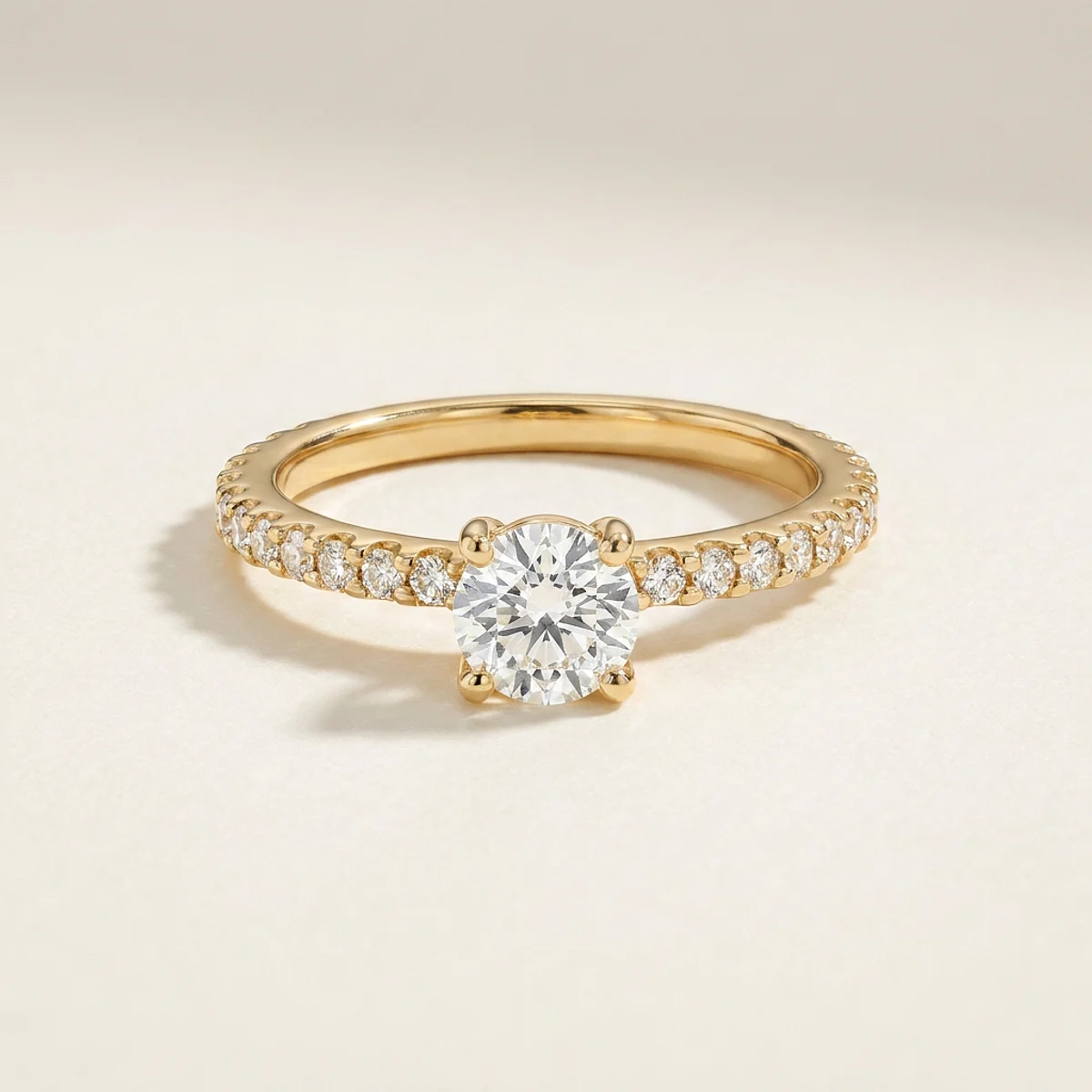 A .5ct colorless round diamond on a yellow gold ring, custom-designed by Eterneva to honor the remarkable Scott.