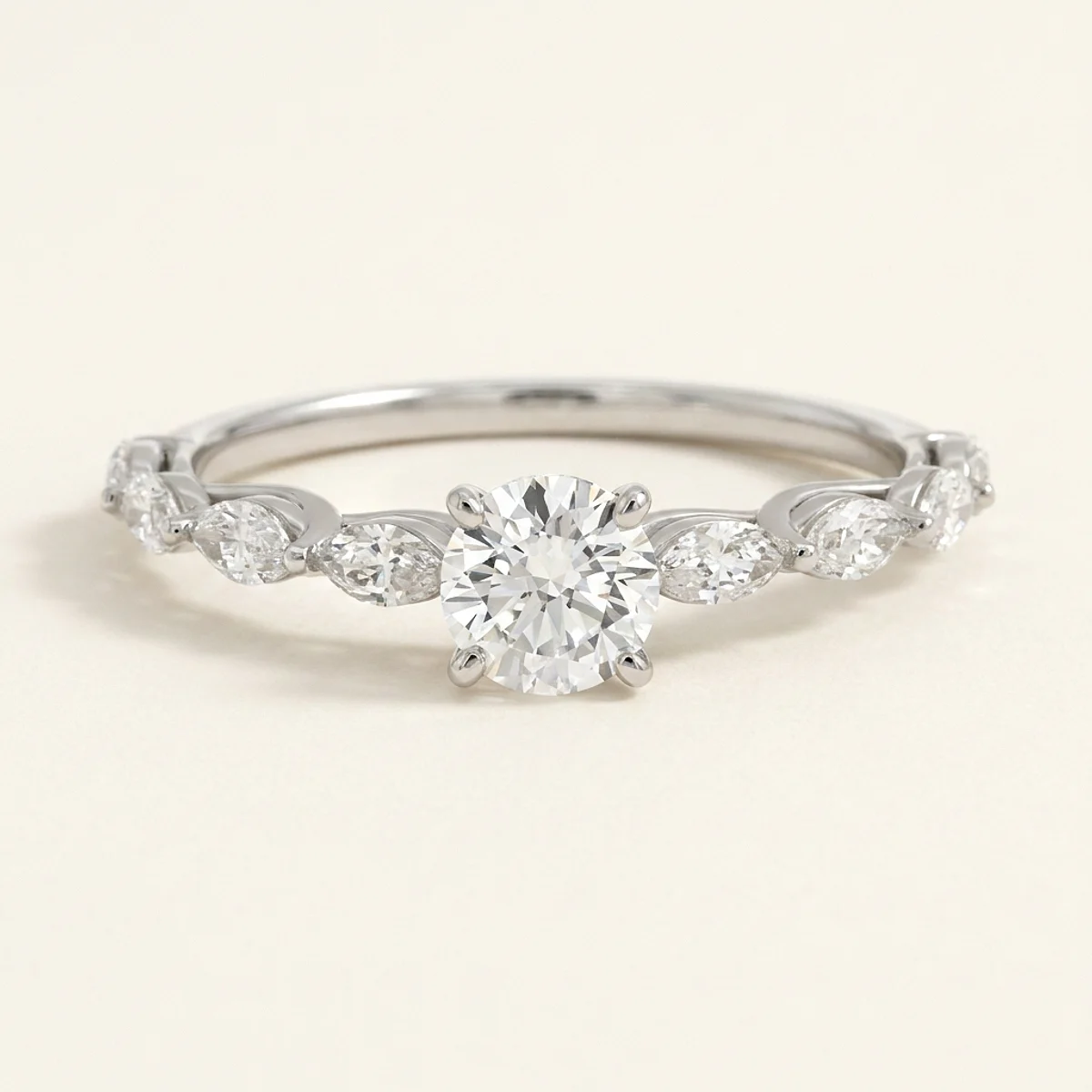 A .5ct colorless round diamond on a white gold ring, custom-designed by Eterneva to honor the remarkable Duane.