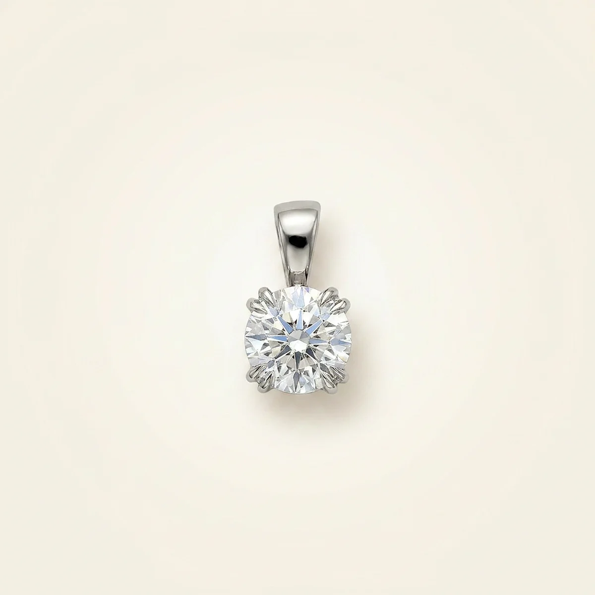 A .5ct colorless round diamond on a white gold pendant, custom-designed by Eterneva to honor the remarkable Patricia.