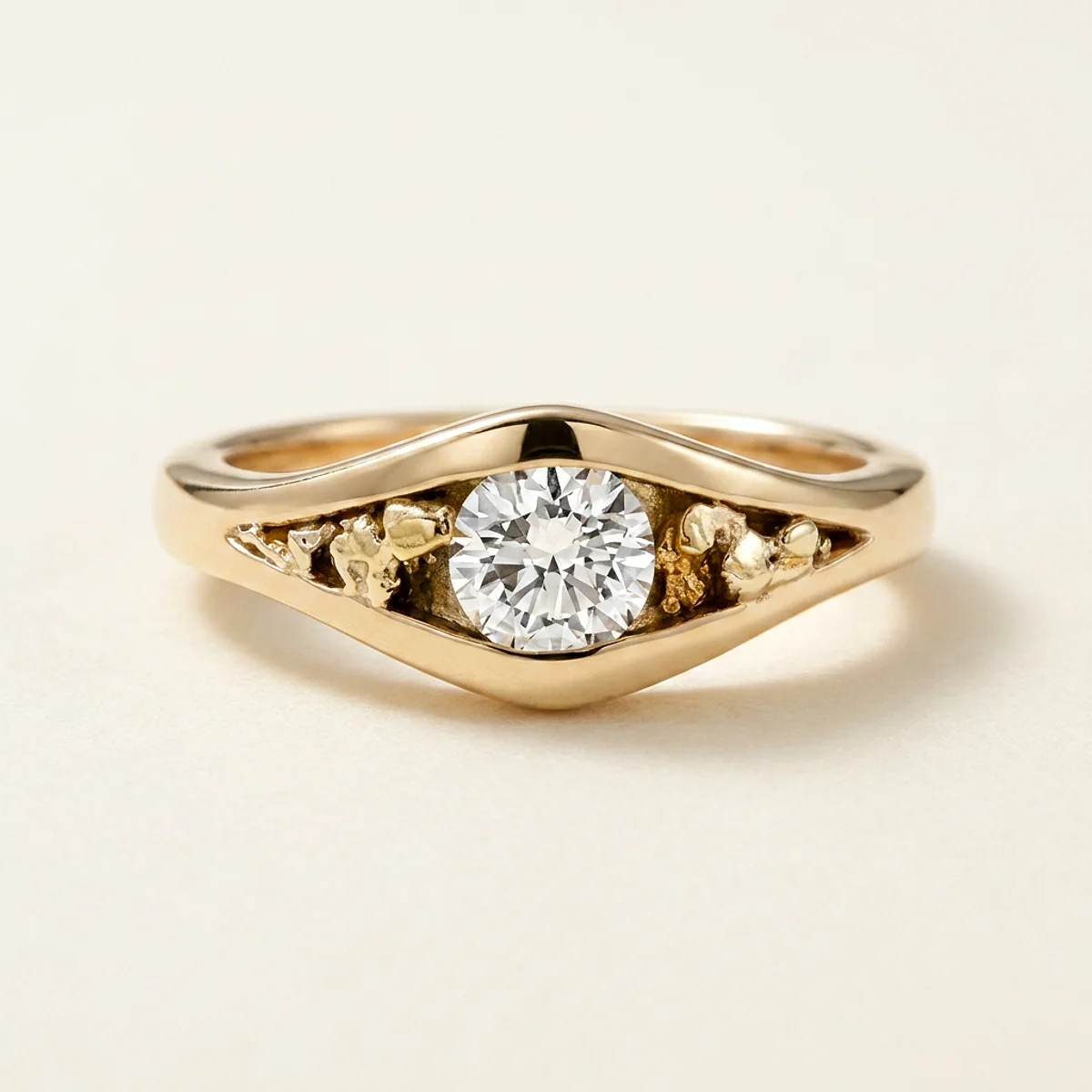 A .5ct colorless round diamond on a yellow gold ring, custom-designed by Eterneva to honor the remarkable John.
