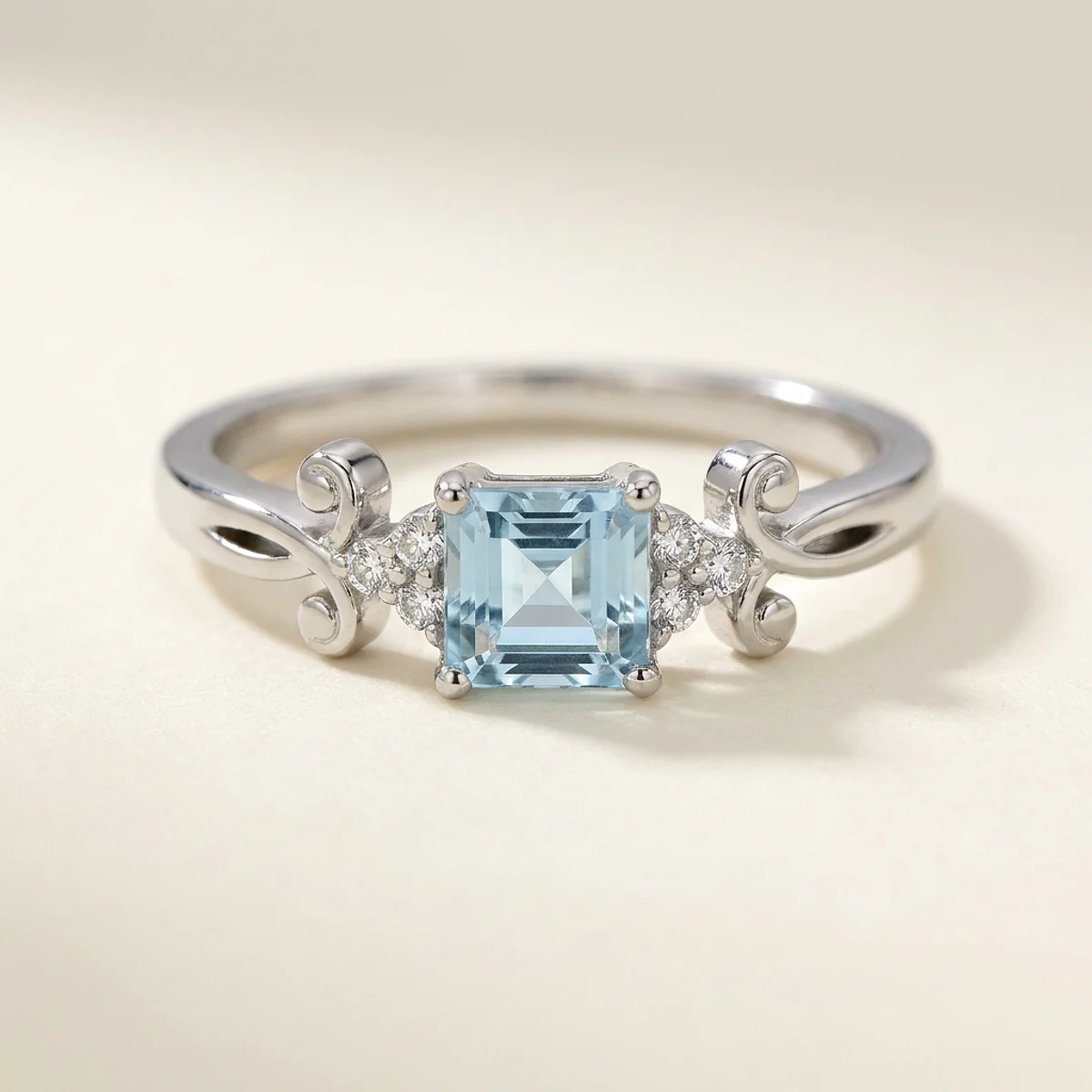 A .5ct blue asscher diamond on a white gold ring, custom-designed by Eterneva to honor the remarkable Christopher.
