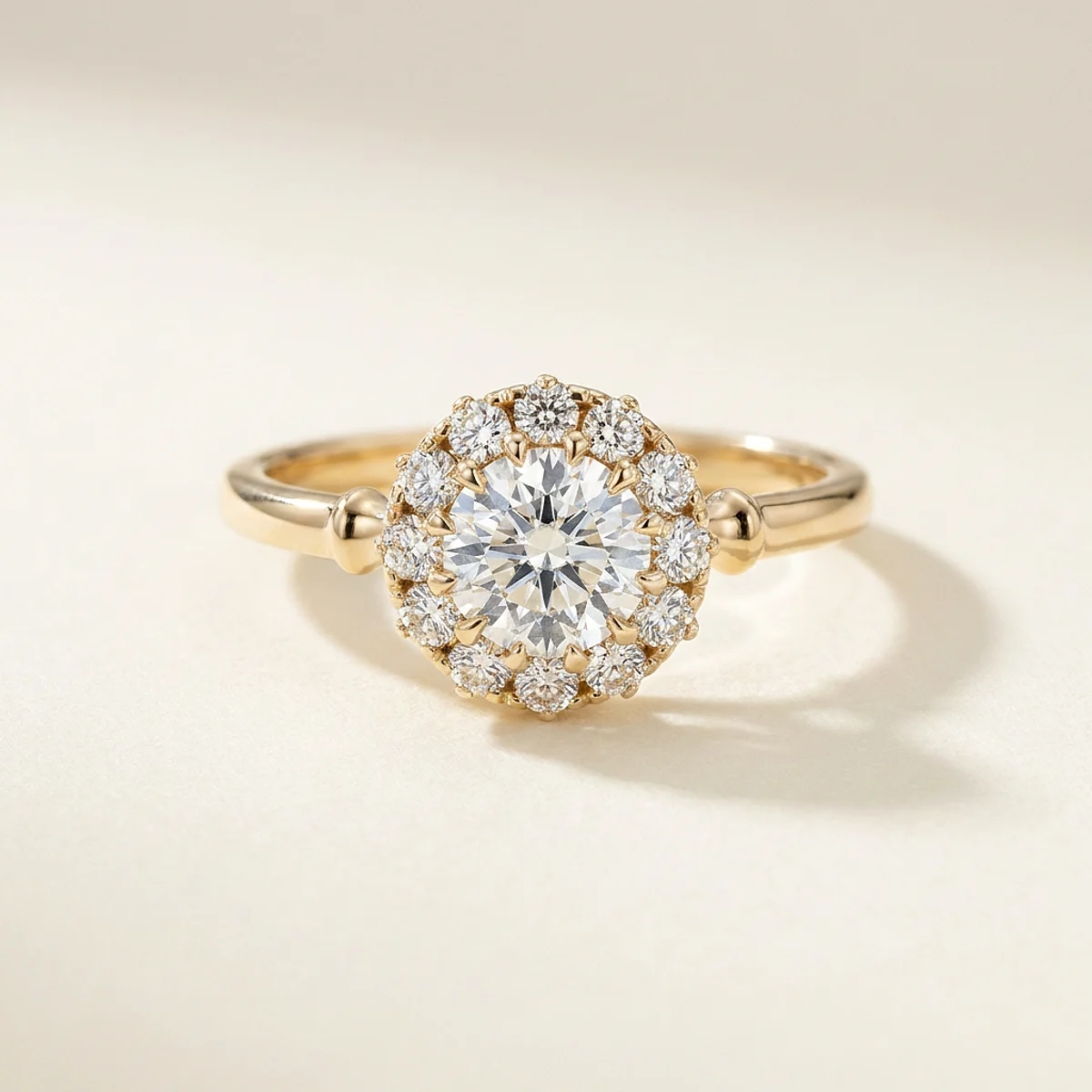 A .75ct colorless round diamond on a yellow gold ring, custom-designed by Eterneva to honor the remarkable Magnum.