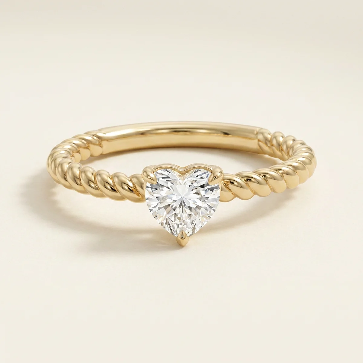 A .4ct colorless heart diamond on a yellow gold ring, custom-designed by Eterneva to honor the remarkable Manolo.