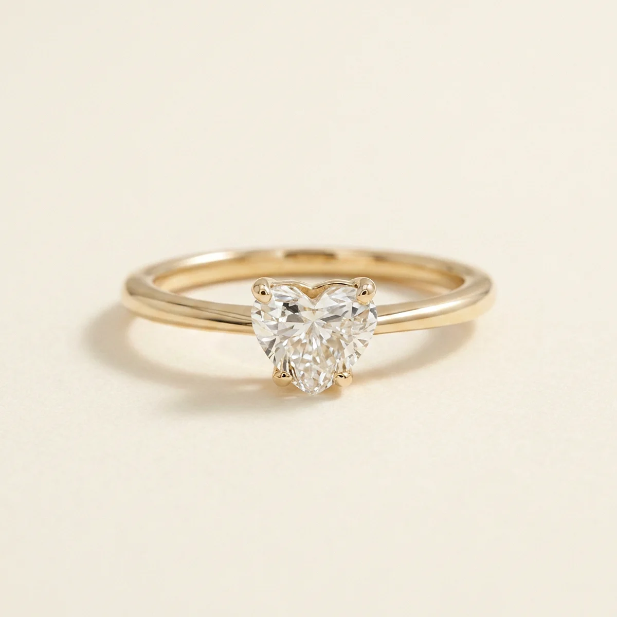 A .75ct colorless heart diamond on a yellow gold ring, custom-designed by Eterneva to honor the remarkable Bones.